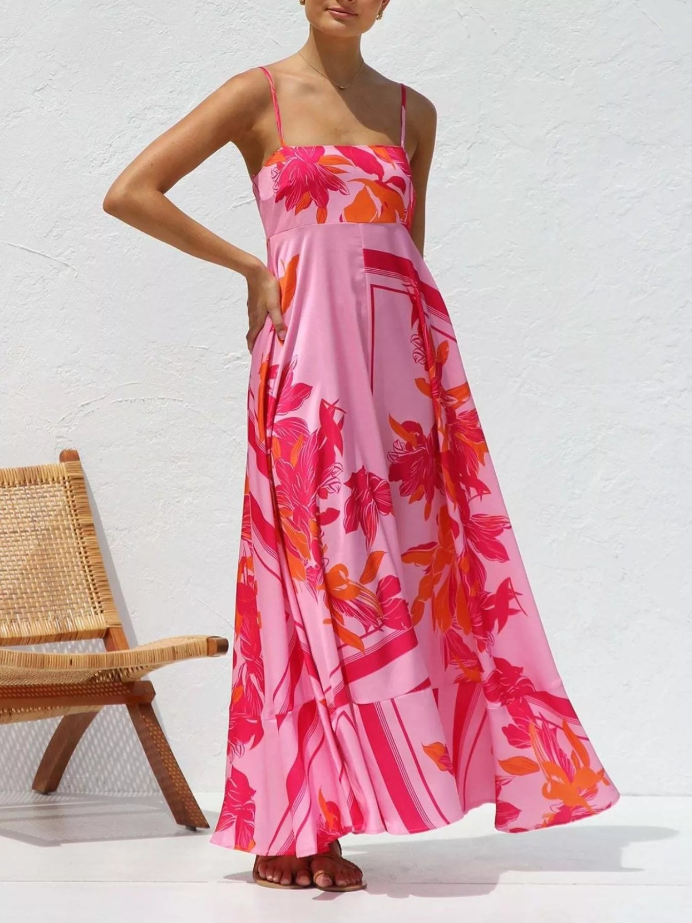 Printed Spaghetti Strap Maxi Dress - Be Bliss Boutique