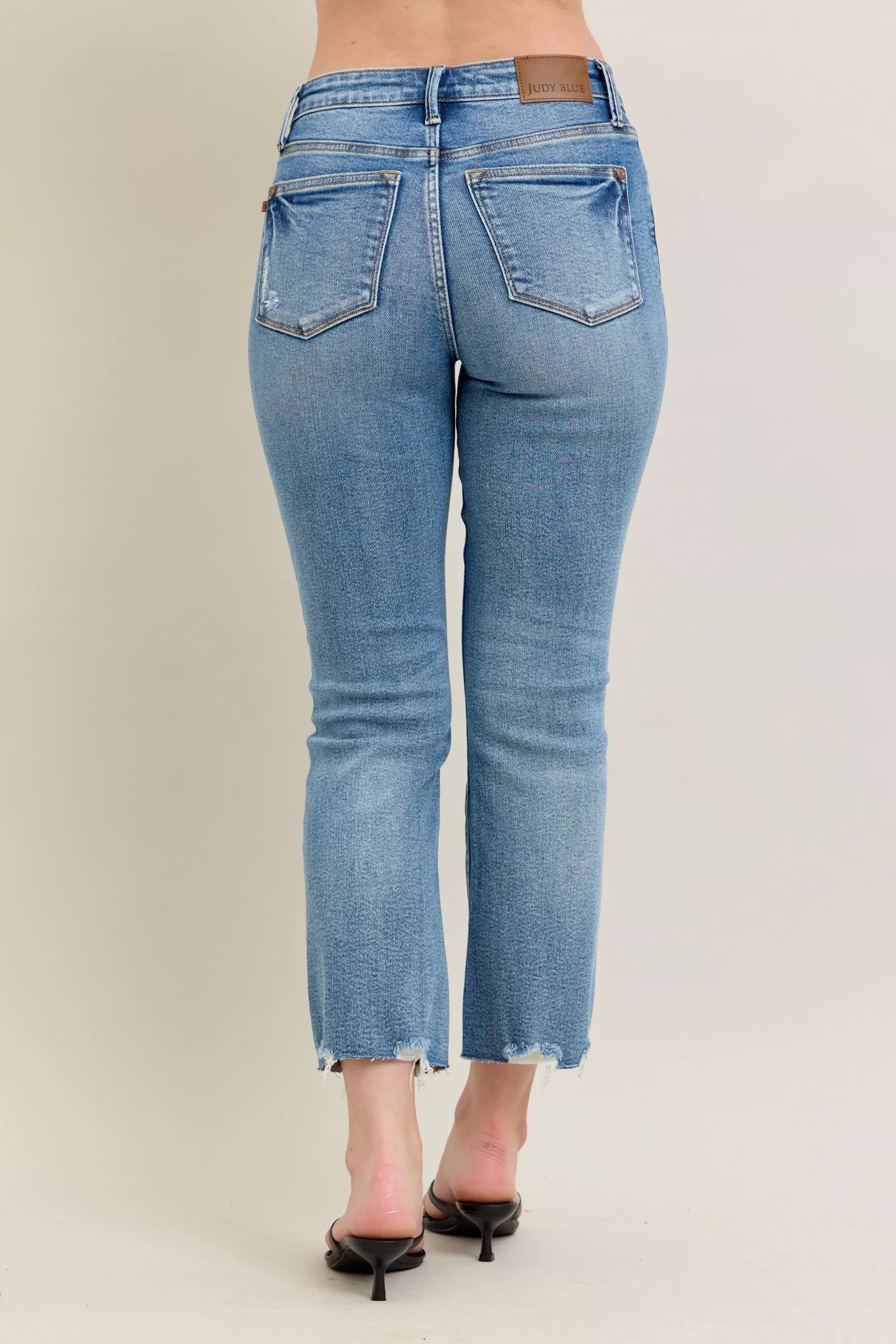Judy Blue Jeans - Mr Vintage Wash Destroy Hem Kick Flare Jeans - Be Bliss Boutique