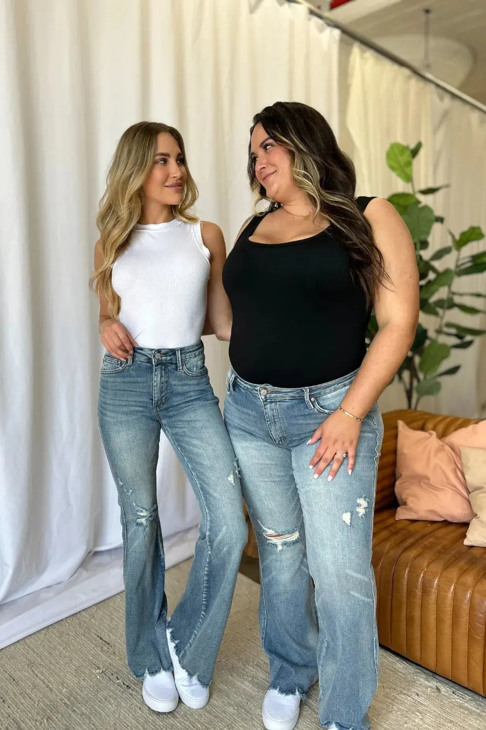Plus Size Medium Rise Tummy Control Destroy Flare Judy Blue Jeans - Be Bliss Boutique
