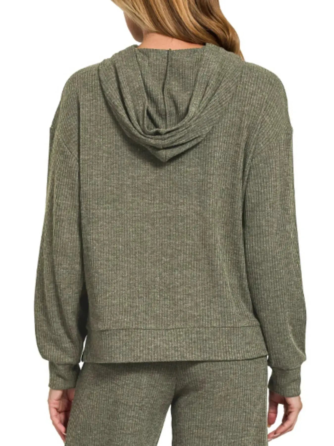 Zenana Ribbed Drop Shoulder Crop Hoodie - Be Bliss Boutique