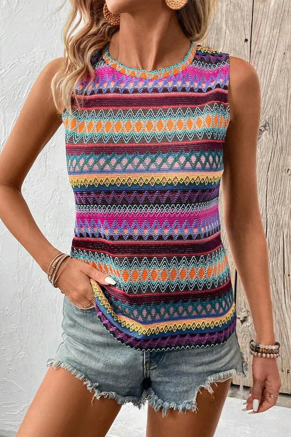 Contrast Round Neck Tank - Be Bliss Boutique