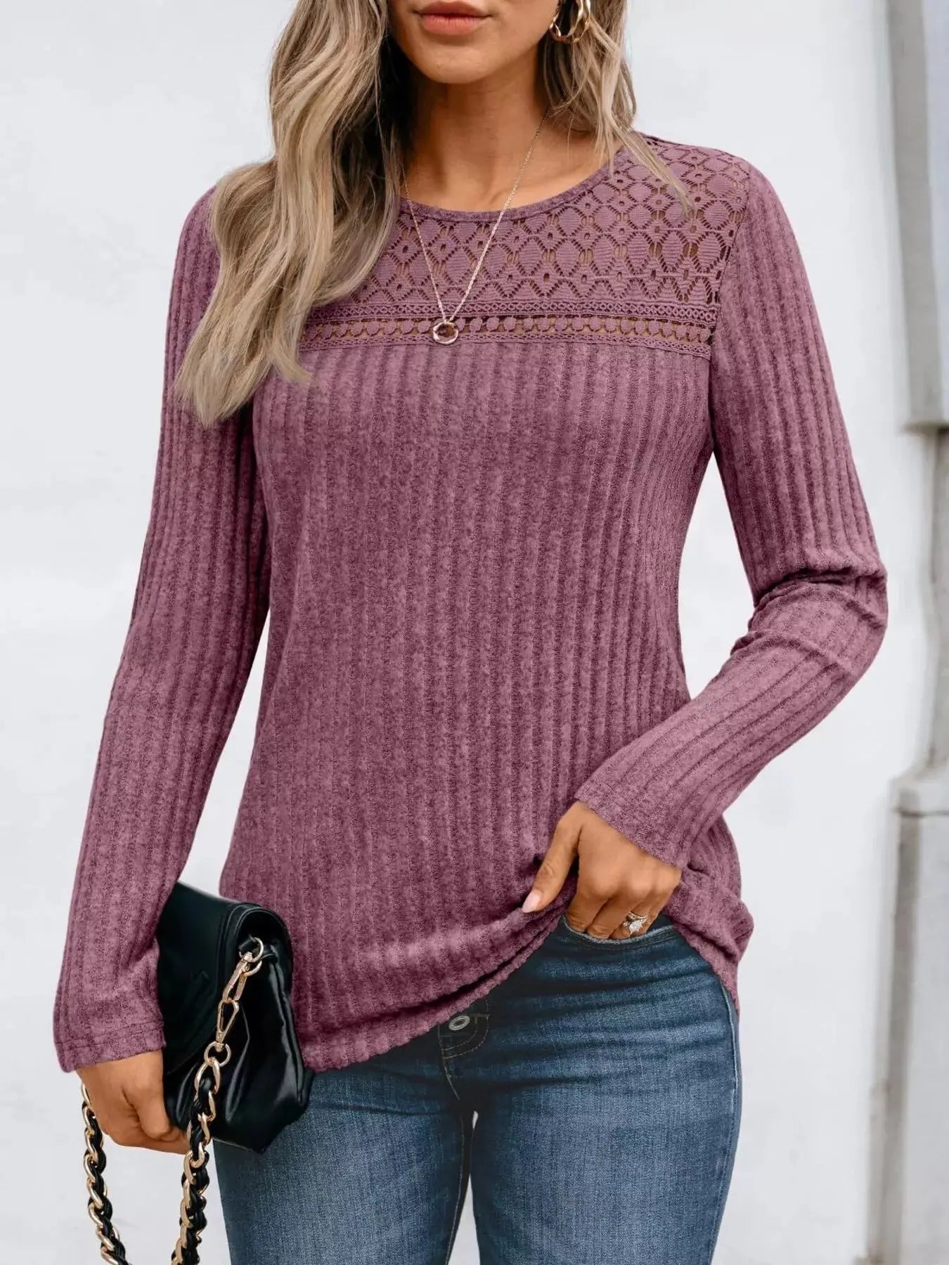 Ribbed Long Sleeve T Shirt - Be Bliss Boutique