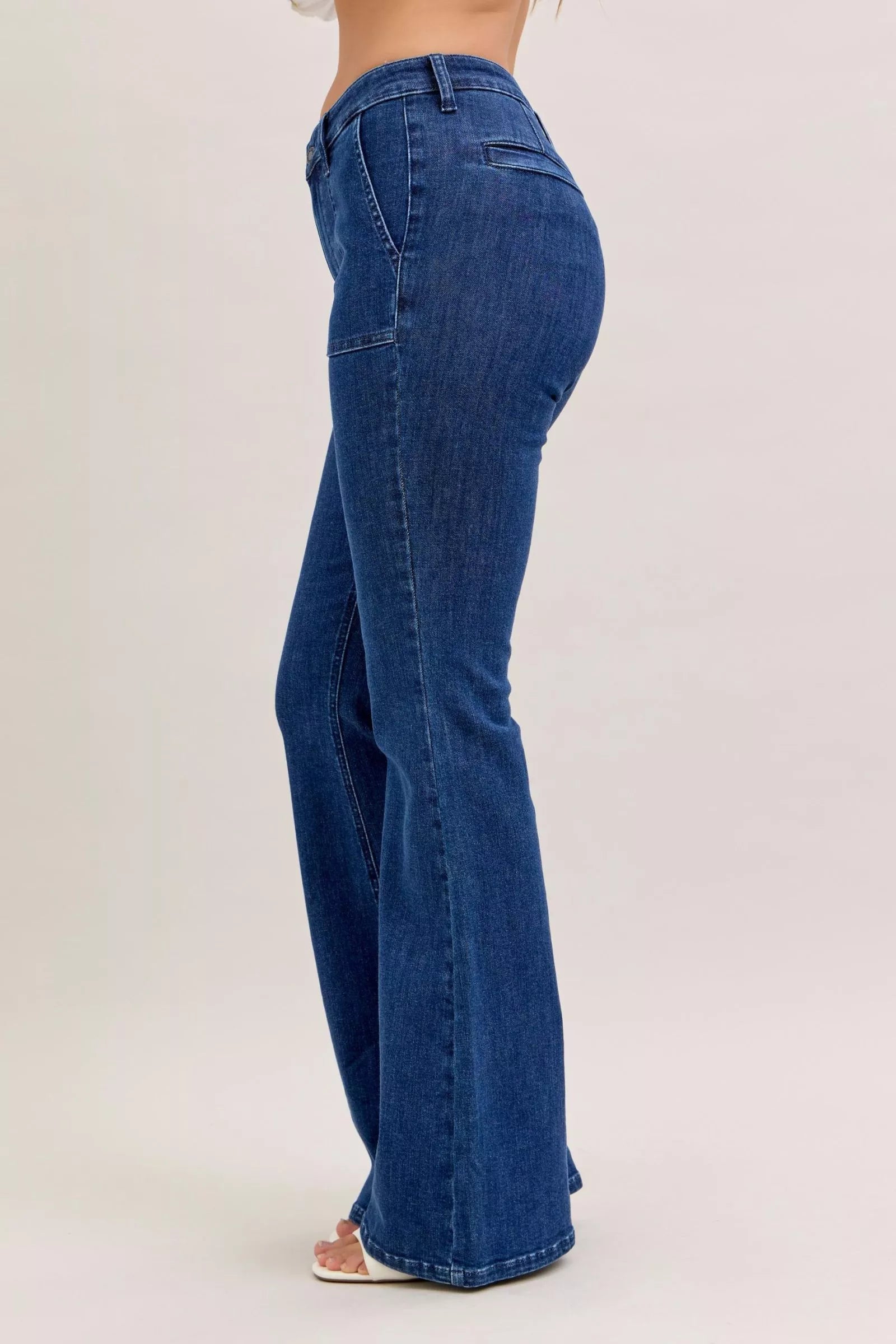 Judy Blue Jeans - High Waist Flare Jeans with Front Patch Pockets - Be Bliss Boutique