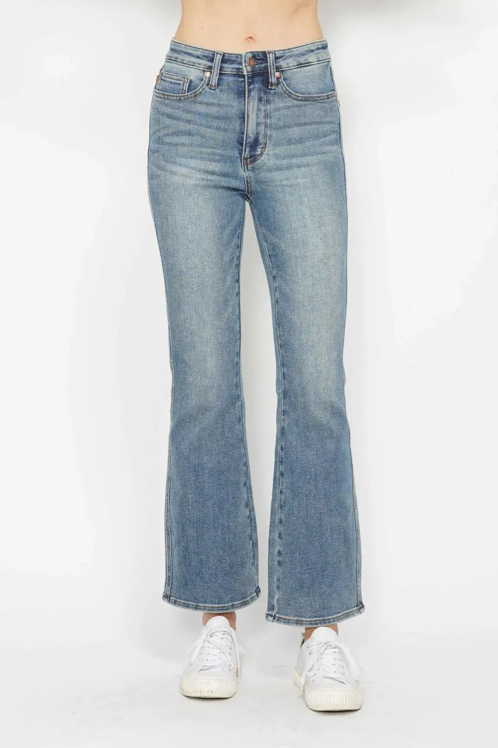 Judy Blue Jeans - Full Size Tummy Control Bootcut Jeans w/ Back Embroidered Pockets - Be Bliss Boutique