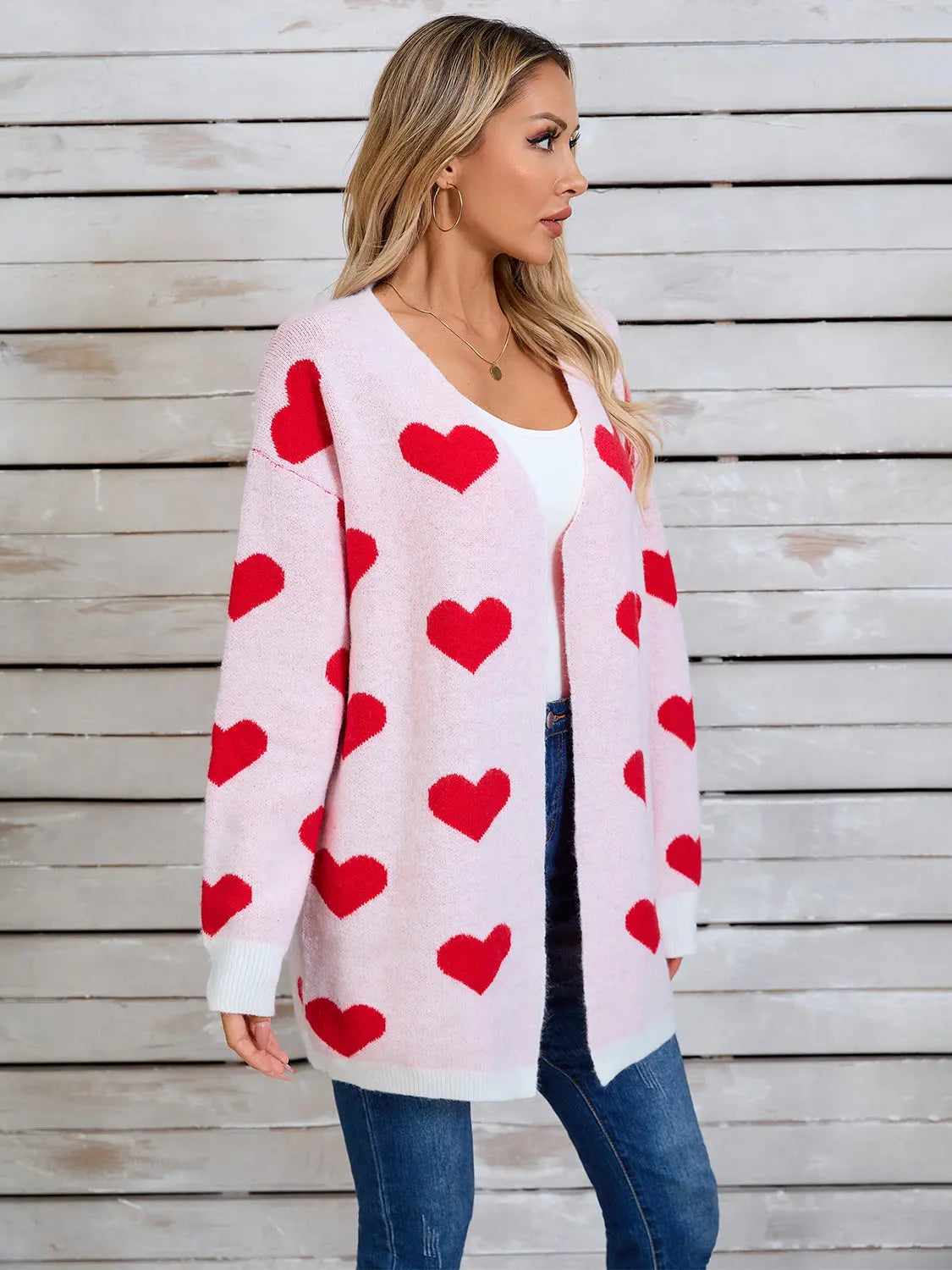 Angel Wings Heart Open Front Long Sleeve Cardigan - Be Bliss Boutique