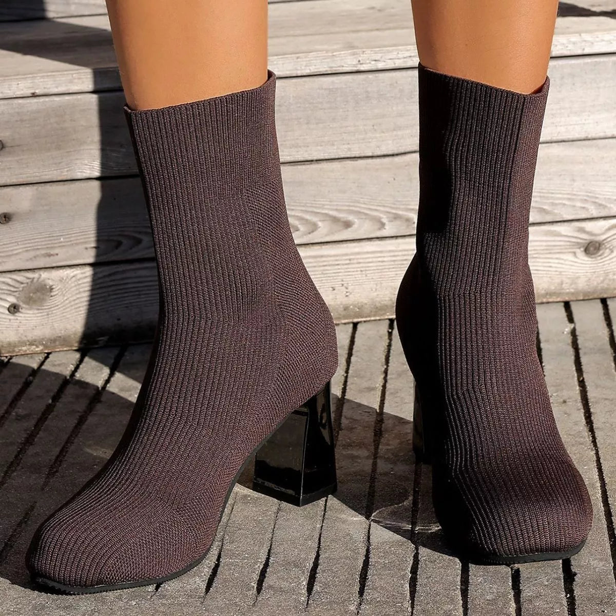 Round Toe Block Heels Boots - Be Bliss Boutique