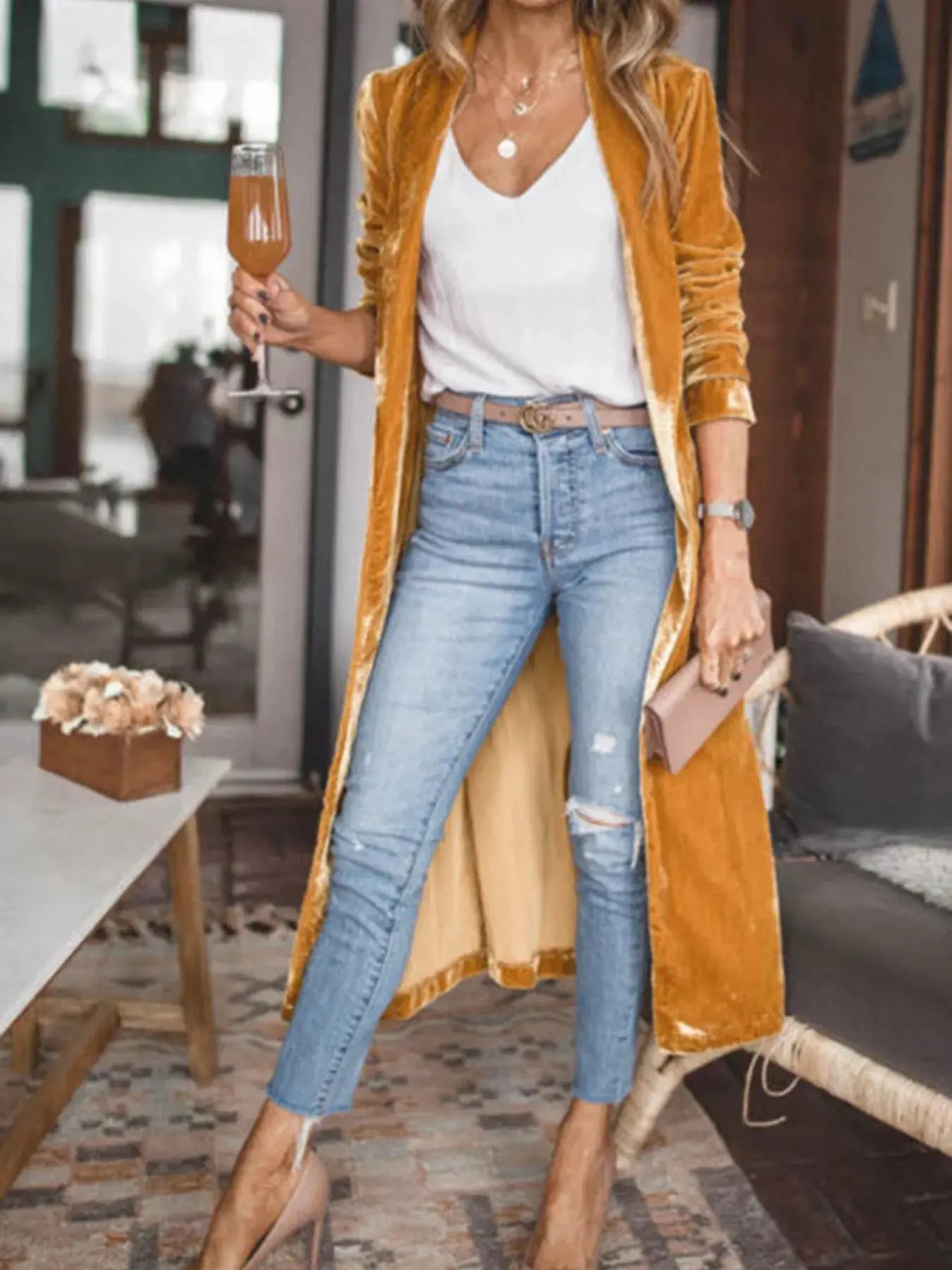 Velvet Luxe Open Front Longline Cardigan - Be Bliss Boutique