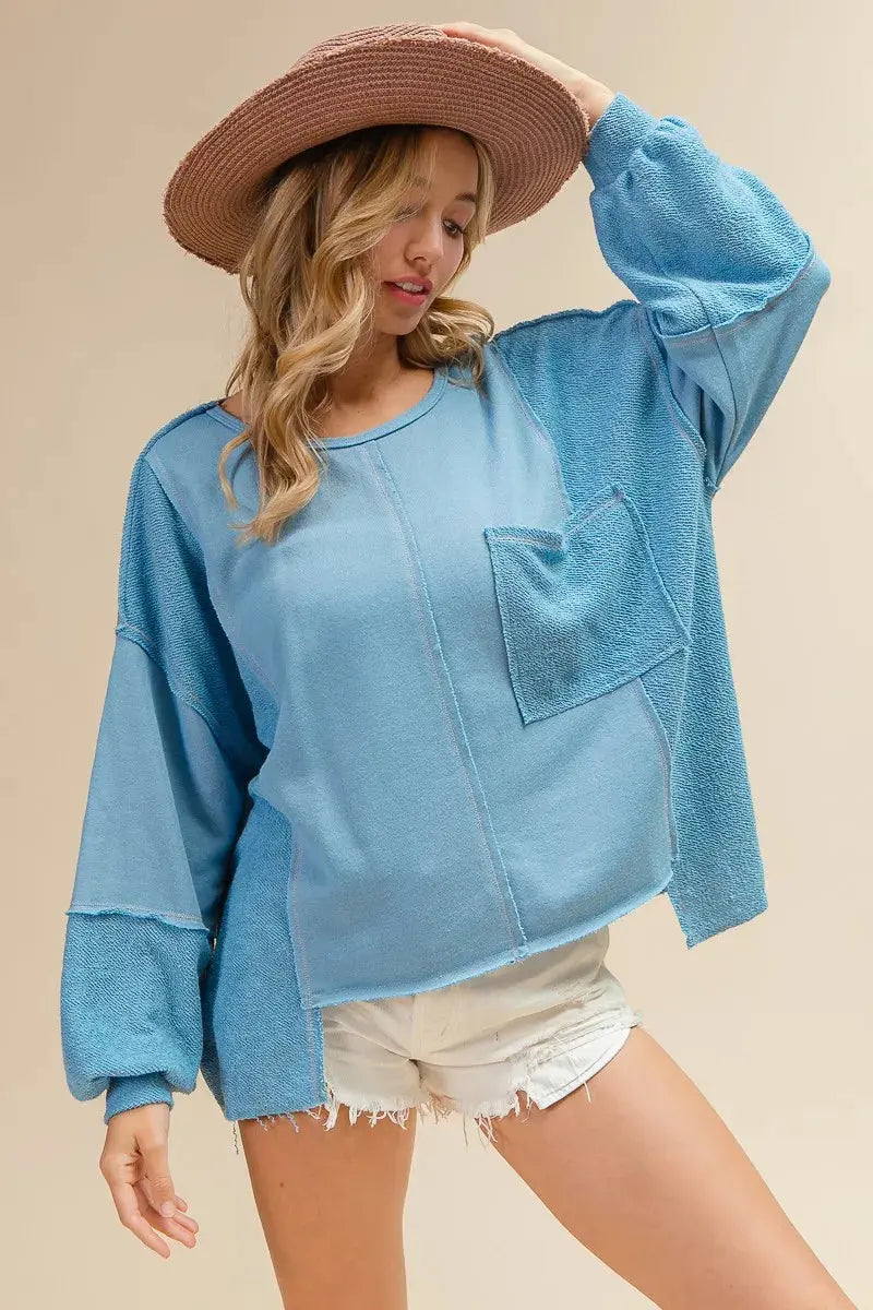 BiBi Pocket Front Oversized Womens Sweatshirt - Be Bliss Boutique