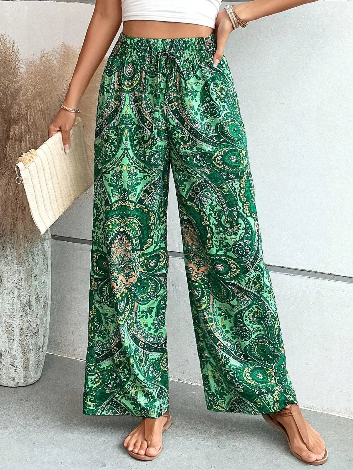 Printed Wide Leg Pants - Be Bliss Boutique