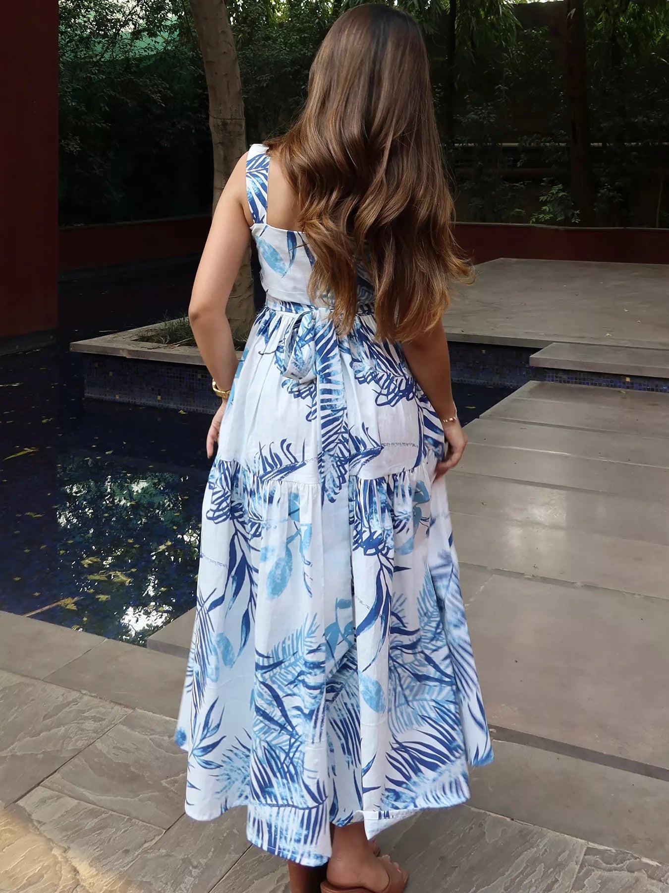 Tropical Print Tiered Maxi Dress - Be Bliss Boutique