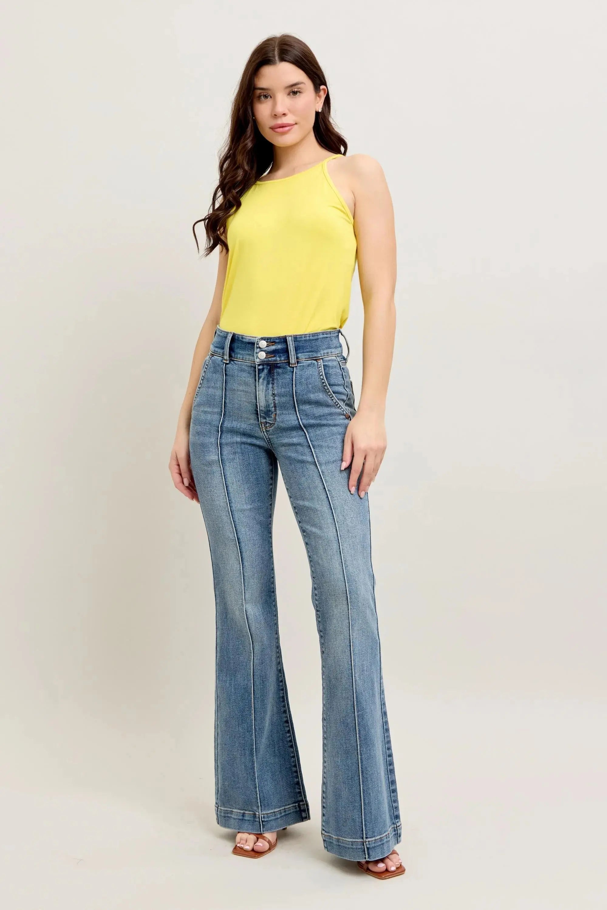 Plus Size High-Waist Flare Denim Judy Blue Jeans with Front Seam Detail - Be Bliss Boutique
