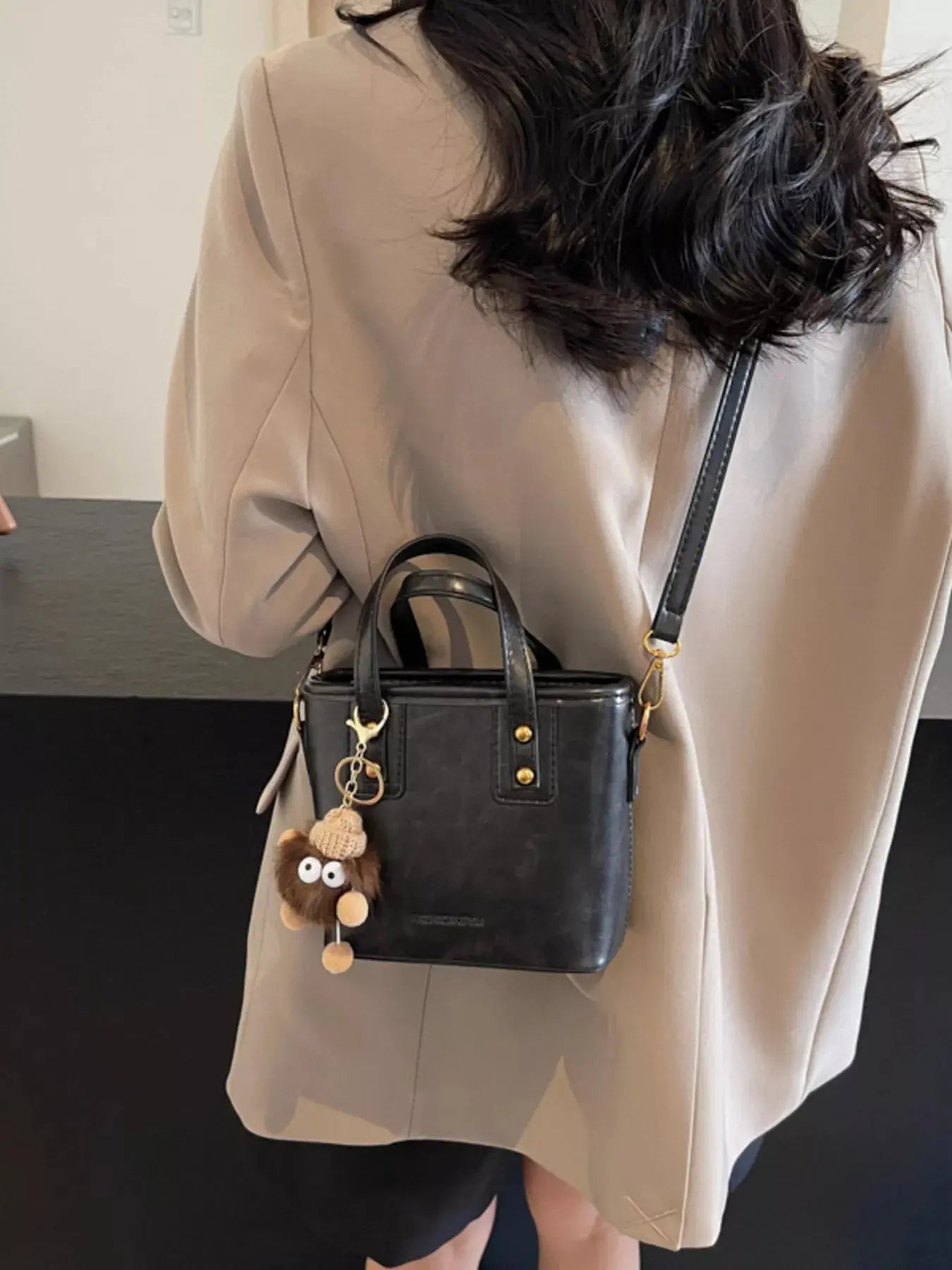 Leather Crossbody Bag with Charm - Be Bliss Boutique