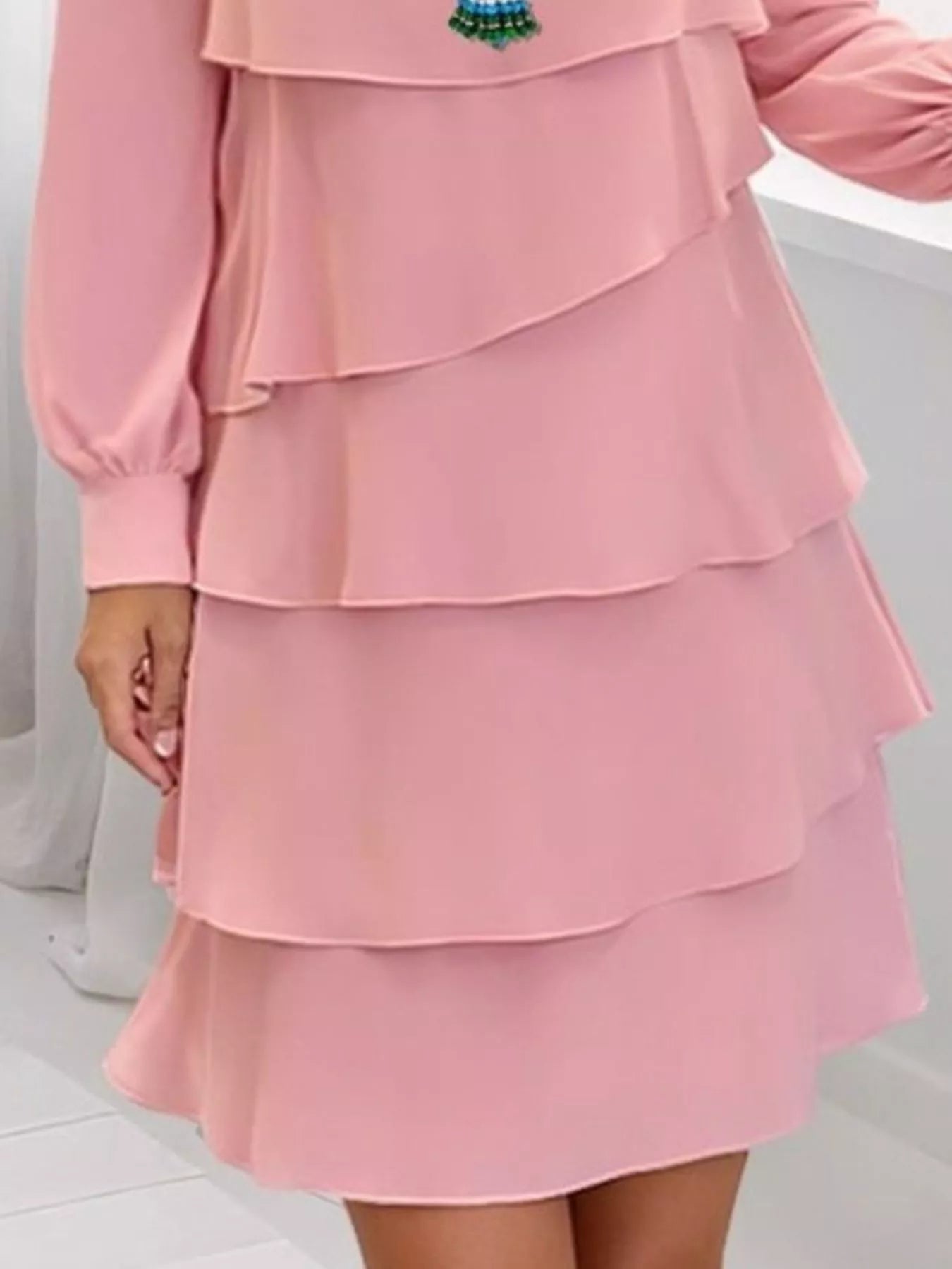 Full Size Layered Long Sleeve Mini Dress Plus Size - Be Bliss Boutique