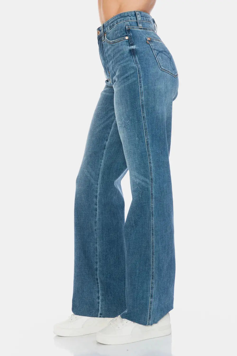 Full Size/Plus Size Tummy Control Cut Raw Hem Straight Judy Blue Jeans - Be Bliss Boutique