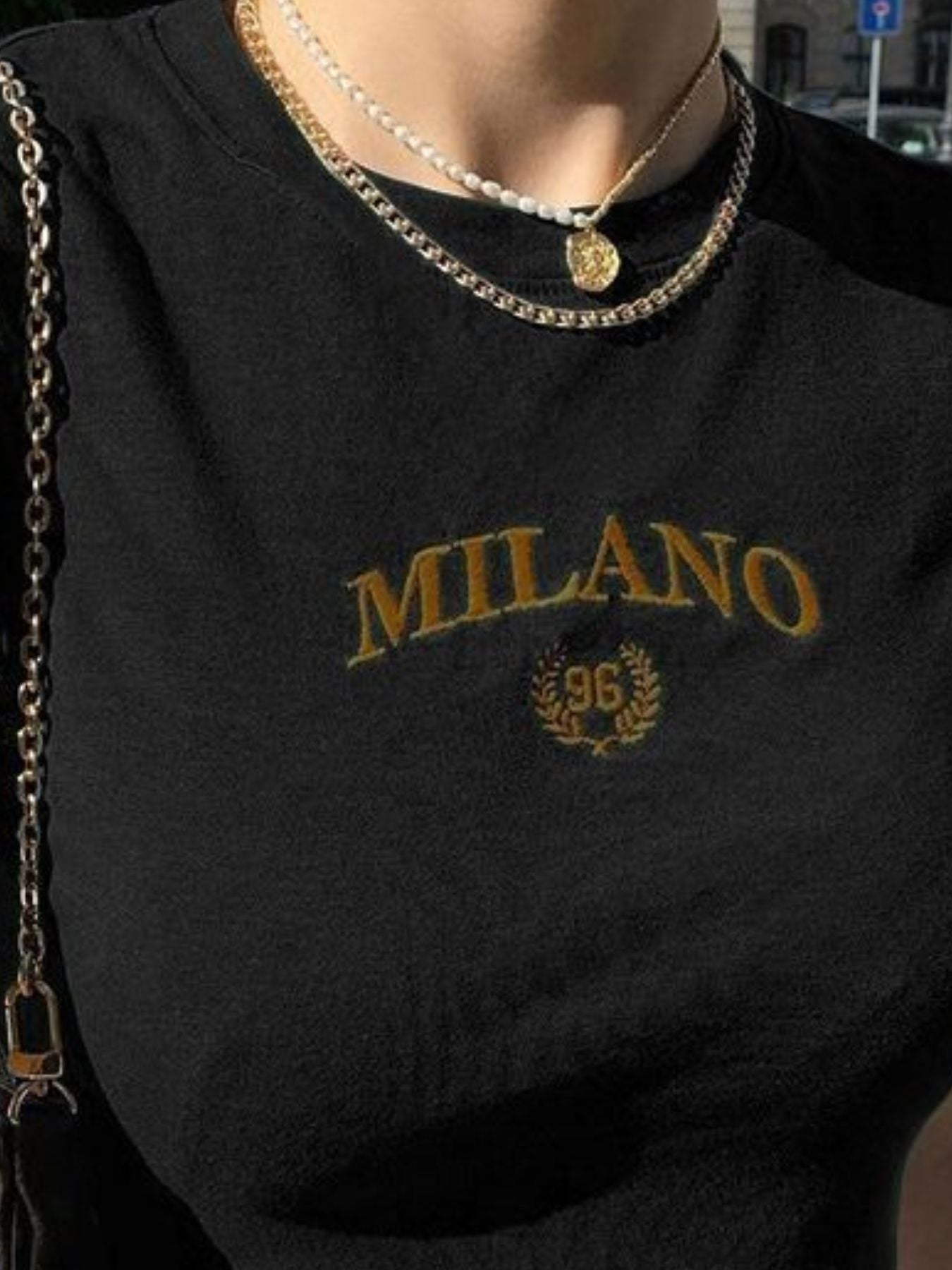 Milano Embroidered Cropped T Shirt - Be Bliss Boutique