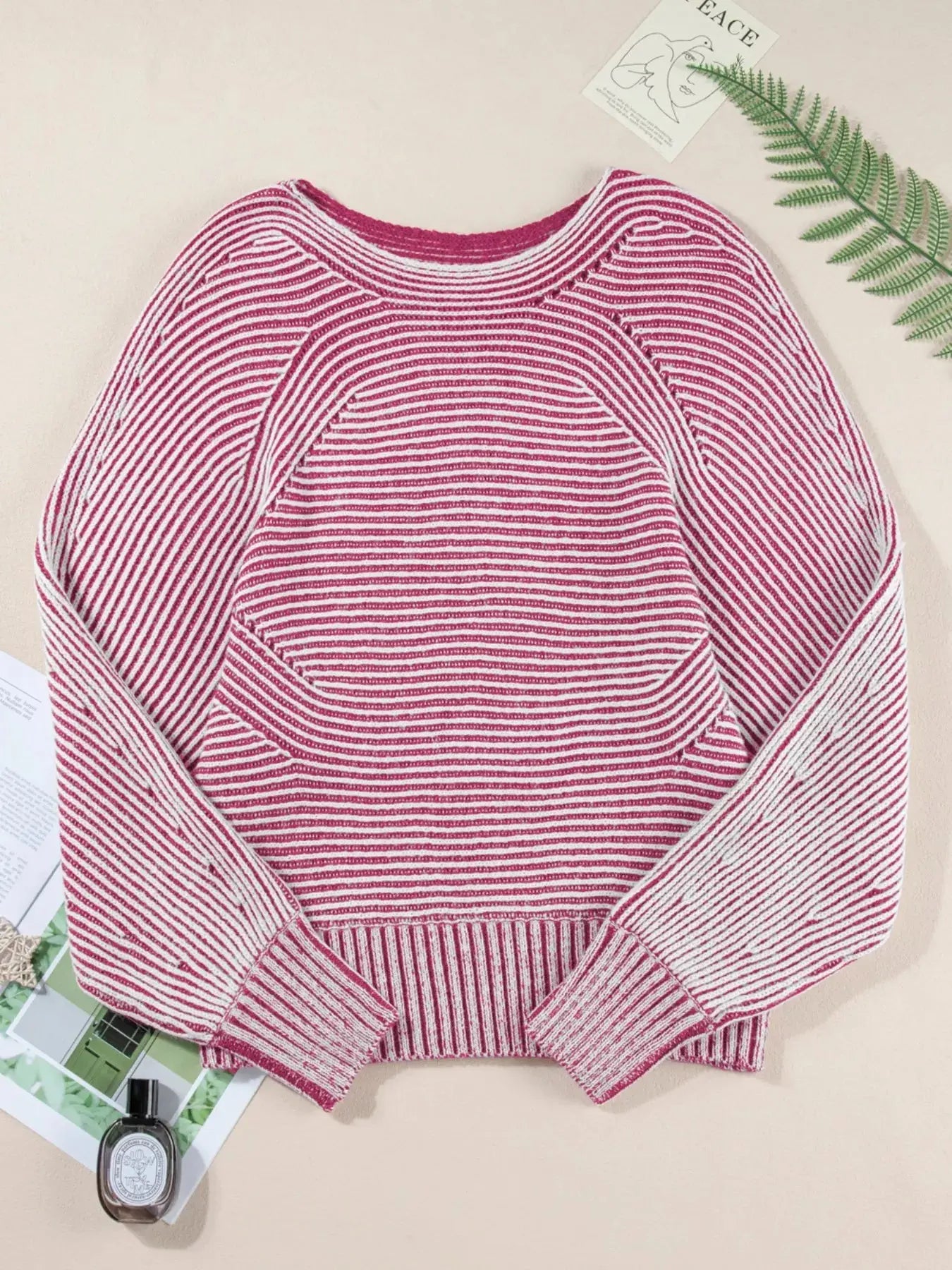 Striped Casual Boat Neck Sweater - Be Bliss Boutique