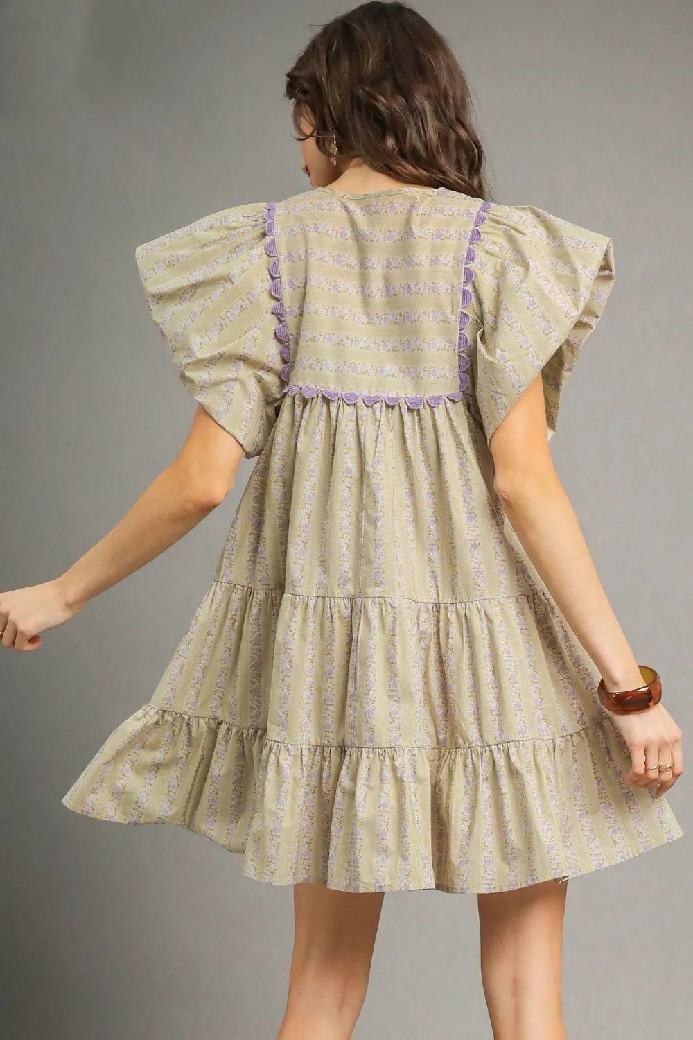 Umgee Floral Ruffled Cap Sleeve Tiered Cotton Mini Dress - Be Bliss Boutique