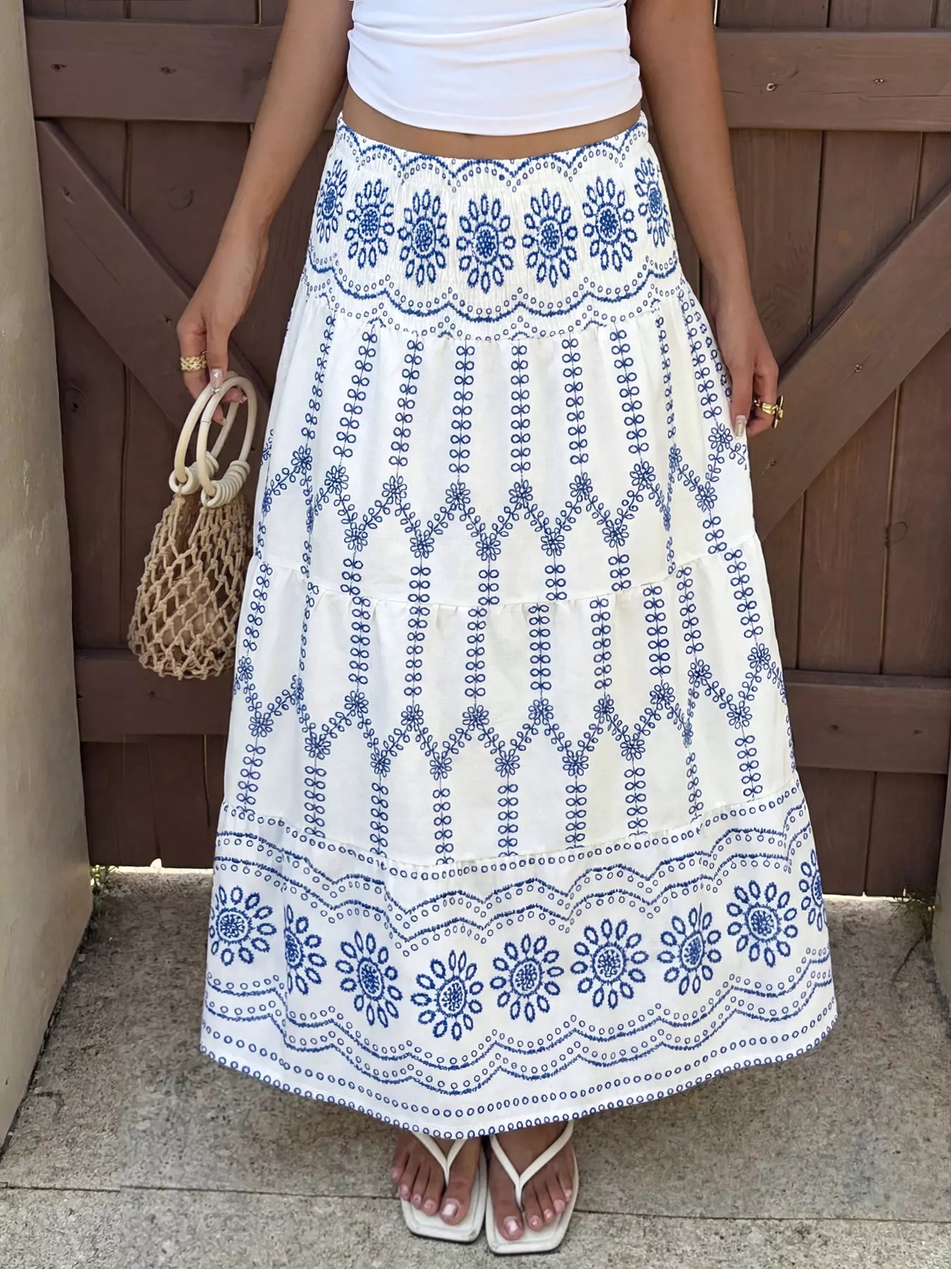 Printed Tiered Maxi Skirt - Be Bliss Boutique