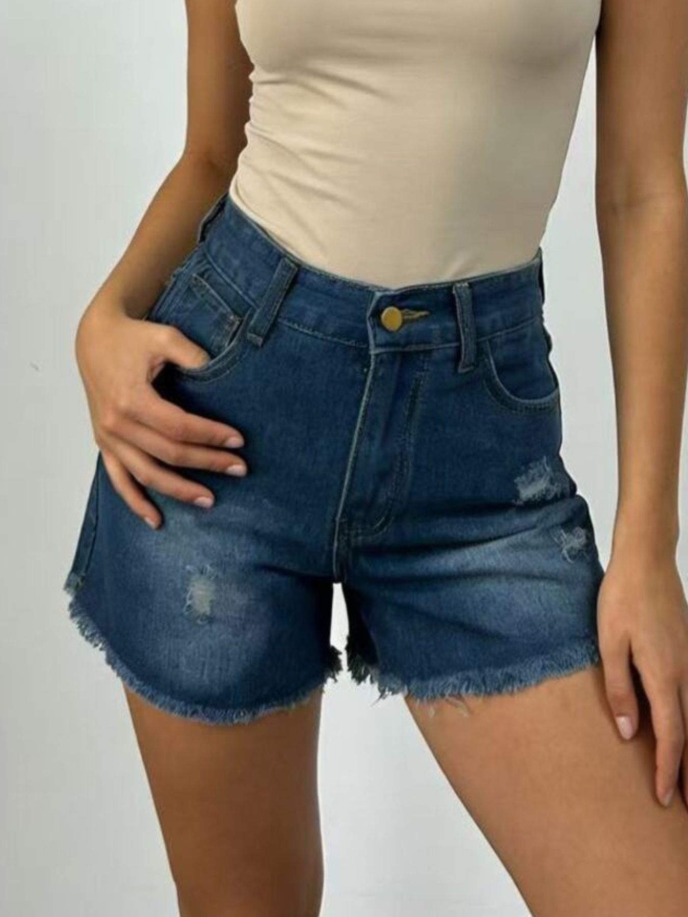 Distressed Frayed Hem Denim Shorts - Be Bliss Boutique