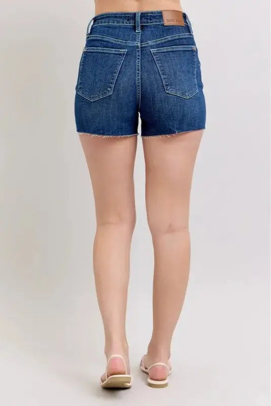 Judy Blue Jeans - Full Size High Waist Criss-Cross Waistband Denim Shorts - Be Bliss Boutique