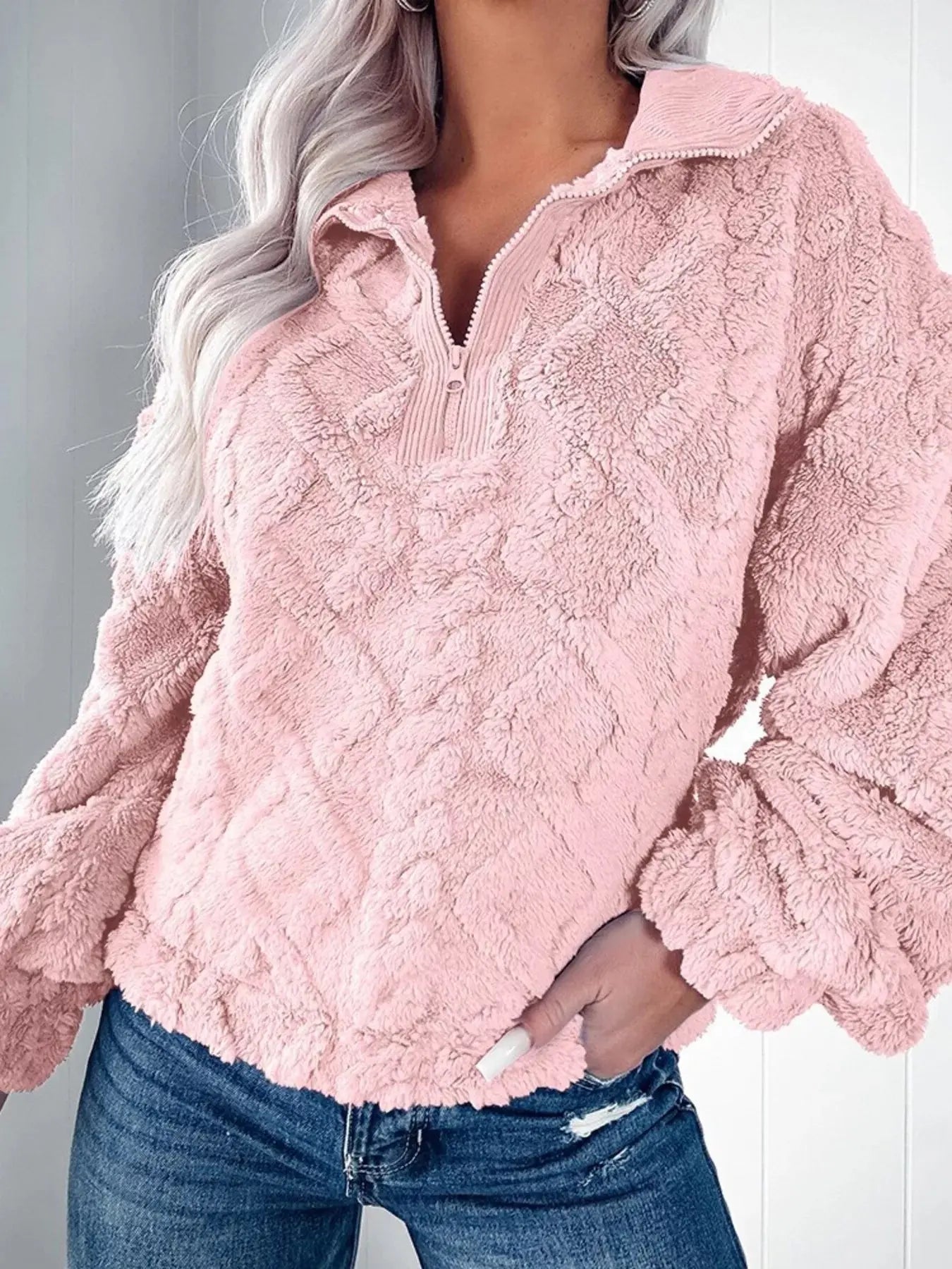 Cozy Fleece Quarter Zip Sweatshirt - Be Bliss Boutique