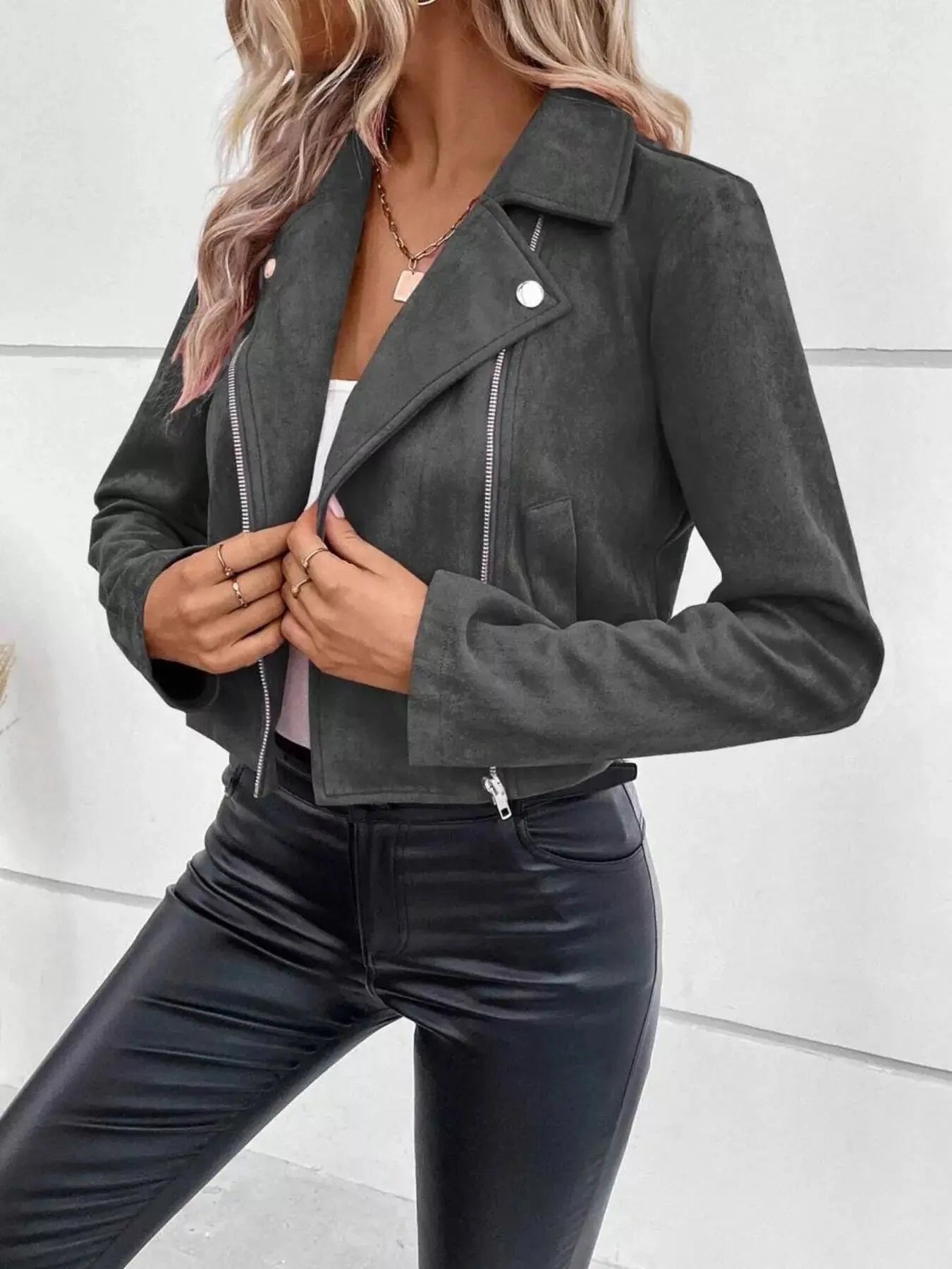 Zip Up Cropped Jacket - Be Bliss Boutique