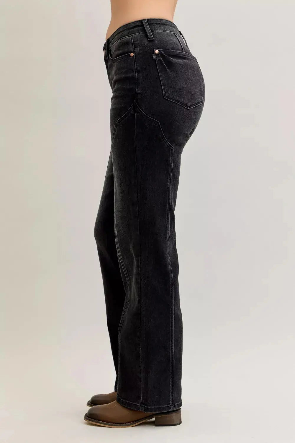 Judy Blue Jeans - Mid Rise Straight Western Seam Detail Jeans - Be Bliss Boutique