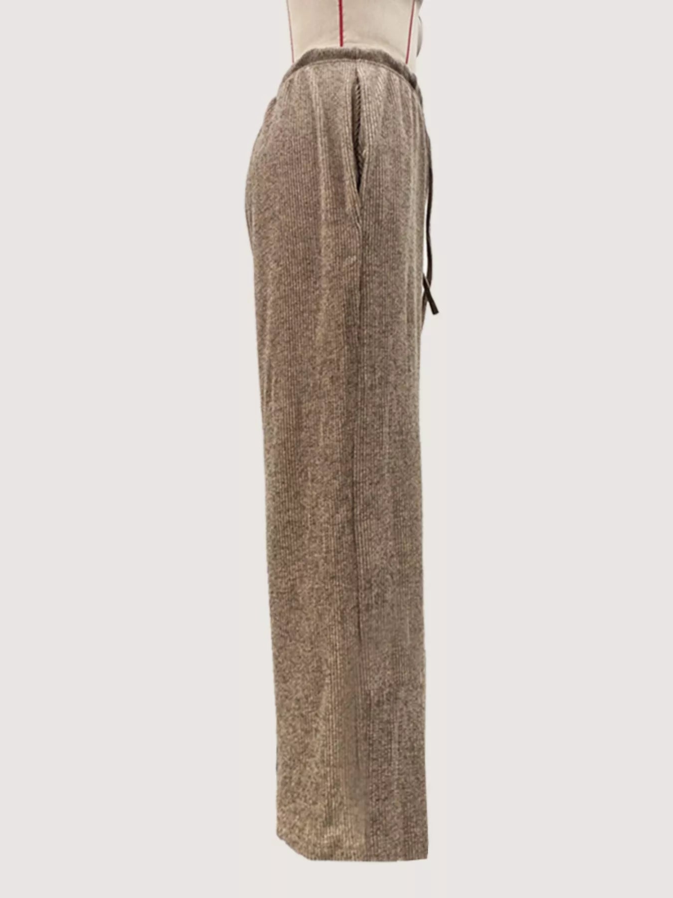 Ribbed Drawstring Wide Leg Pants - Be Bliss Boutique