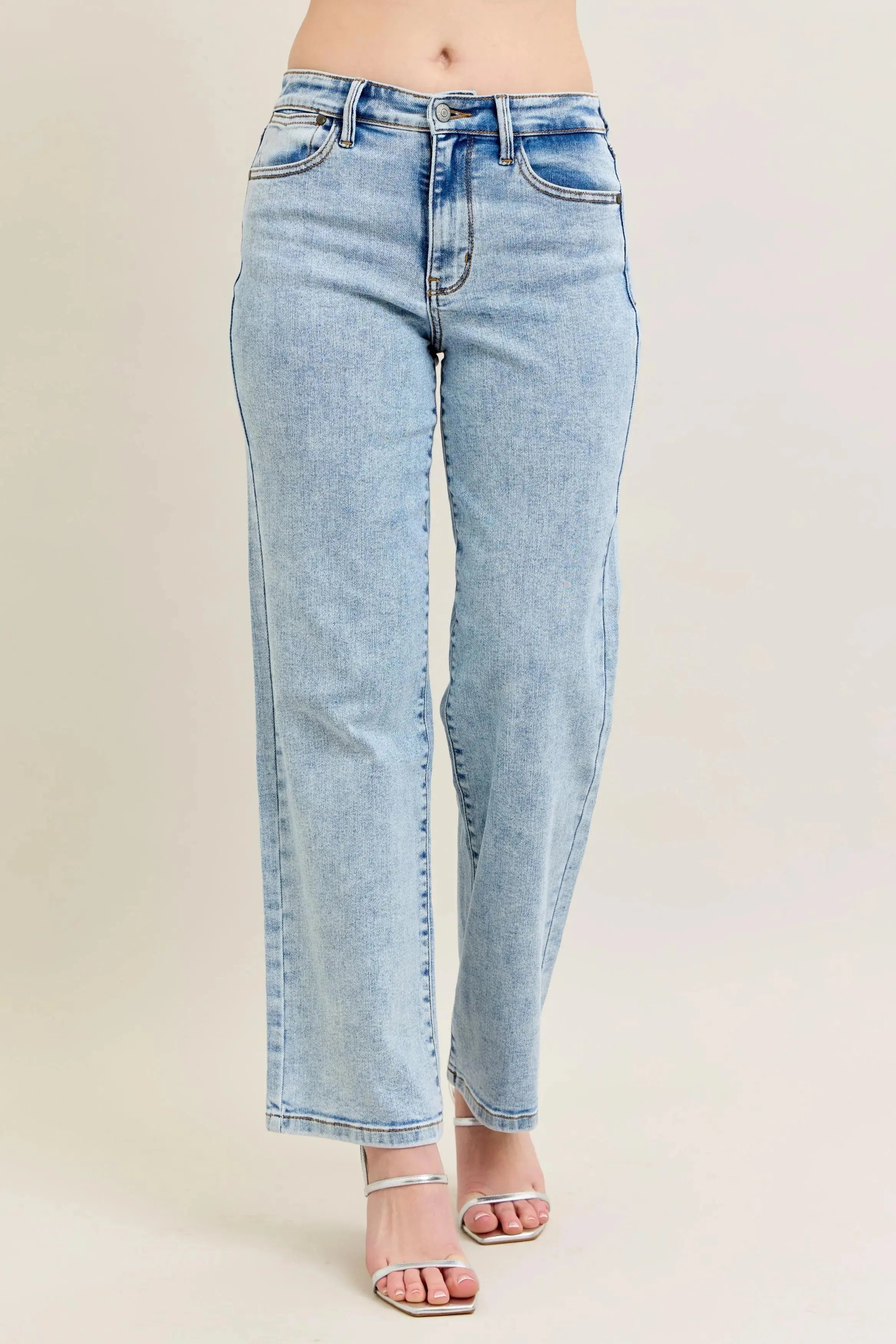 High Waist Stone Wash Straight Leg Judy Blue Jeans – Full & Plus Size - Be Bliss Boutique