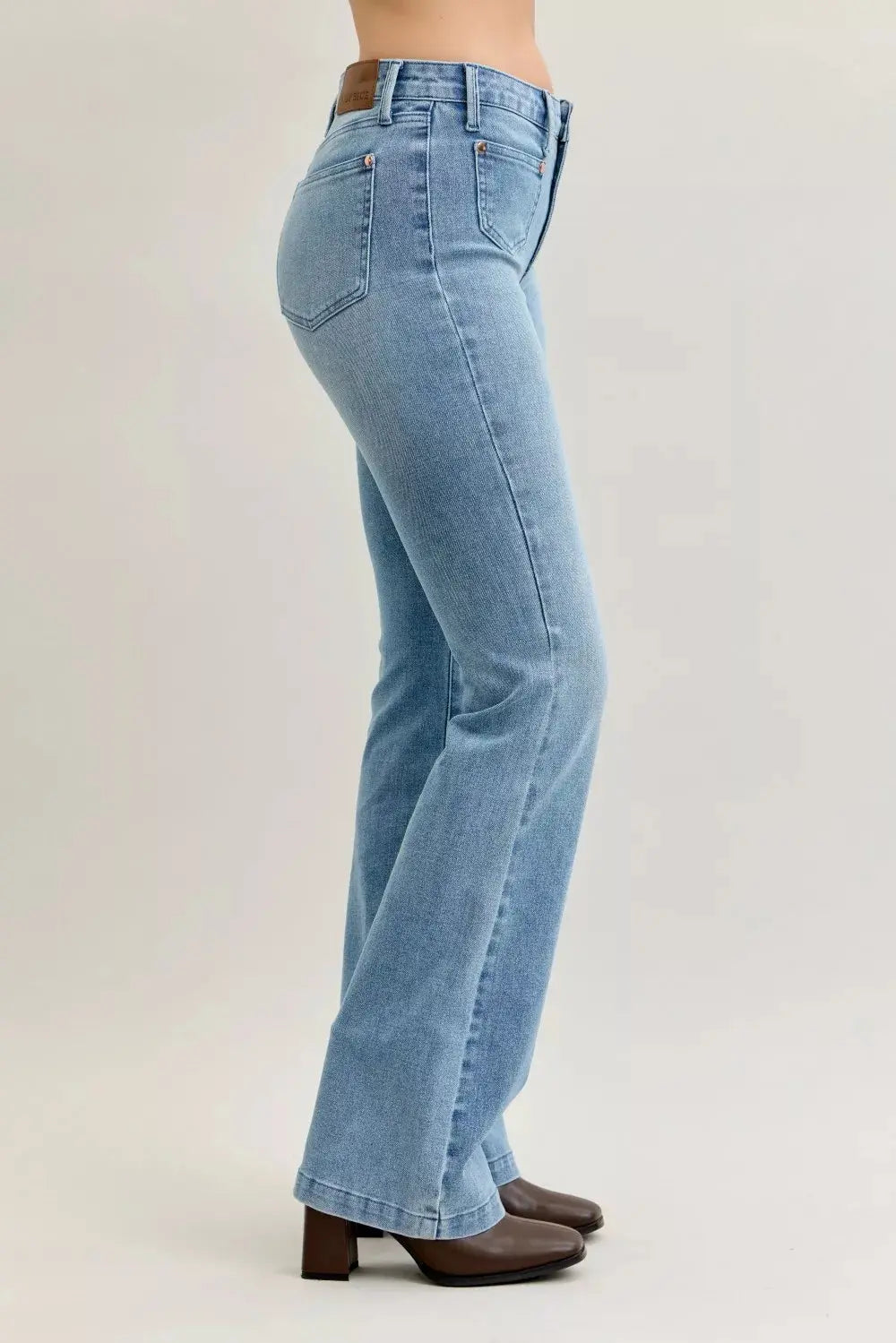 Judy Blue Jeans - Full Size Mid Rise Bootcut Jeans with Contrast Wash & Front Patch Pockets - Be Bliss Boutique