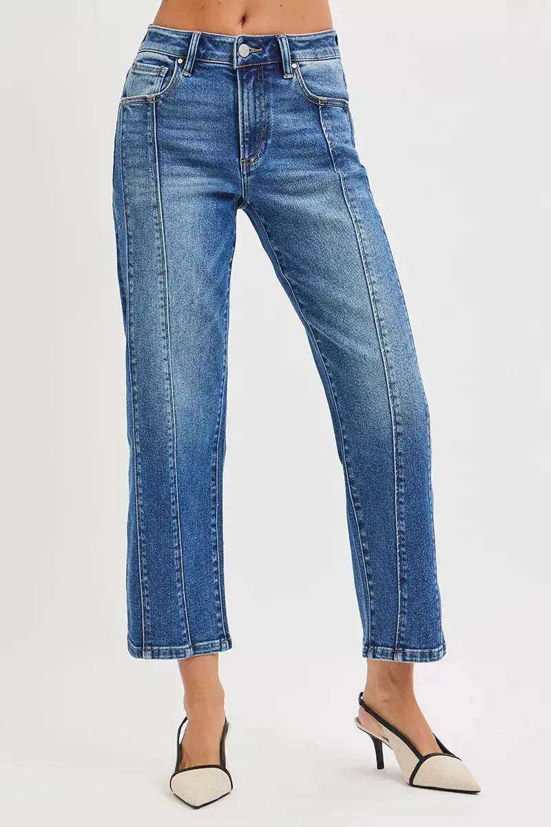 RISEN Jeans - High Rise Crop Straight Jeans - Be Bliss Boutique