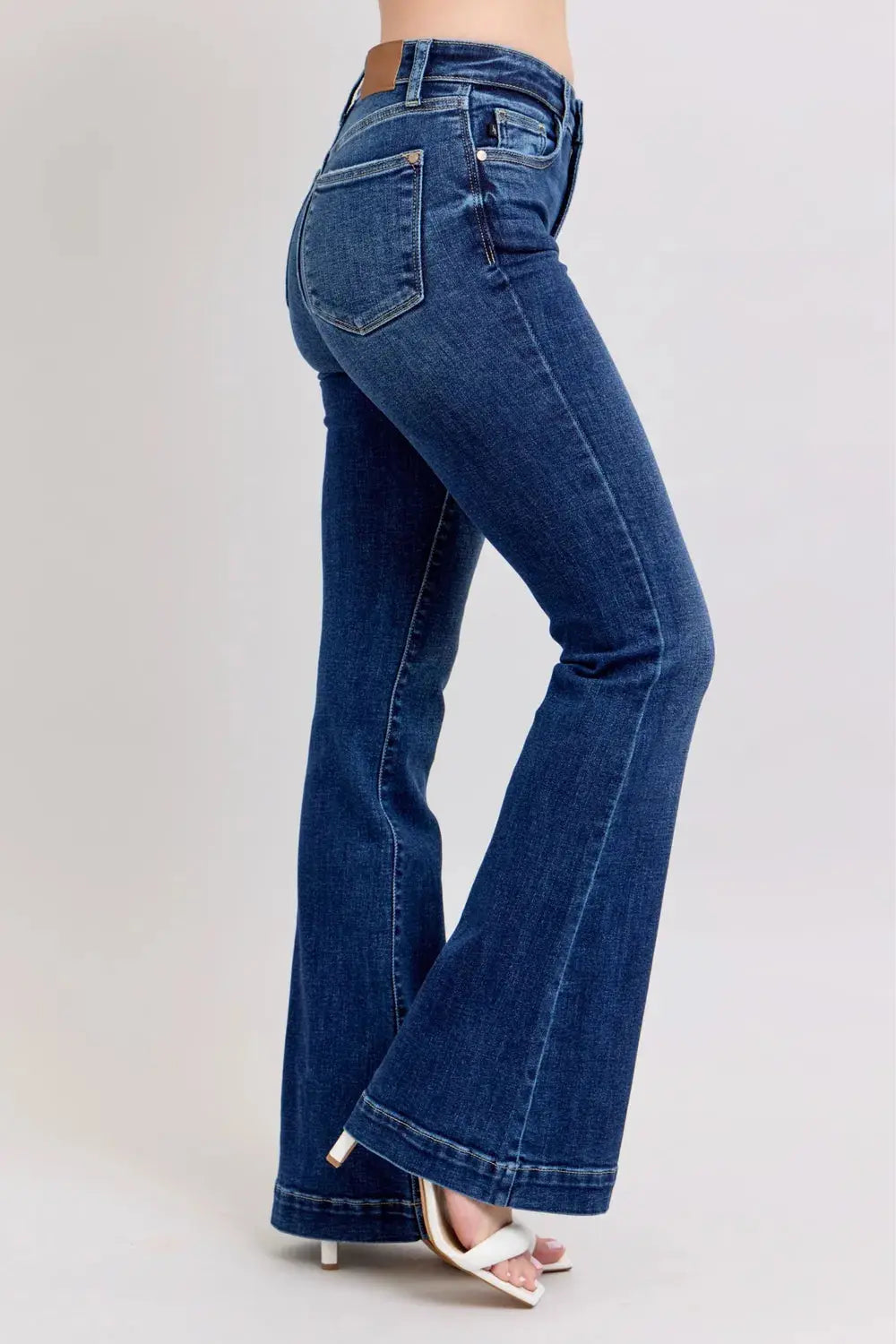 Full Size High Rise Flare Judy Blue Jeans with Pockets - Be Bliss Boutique
