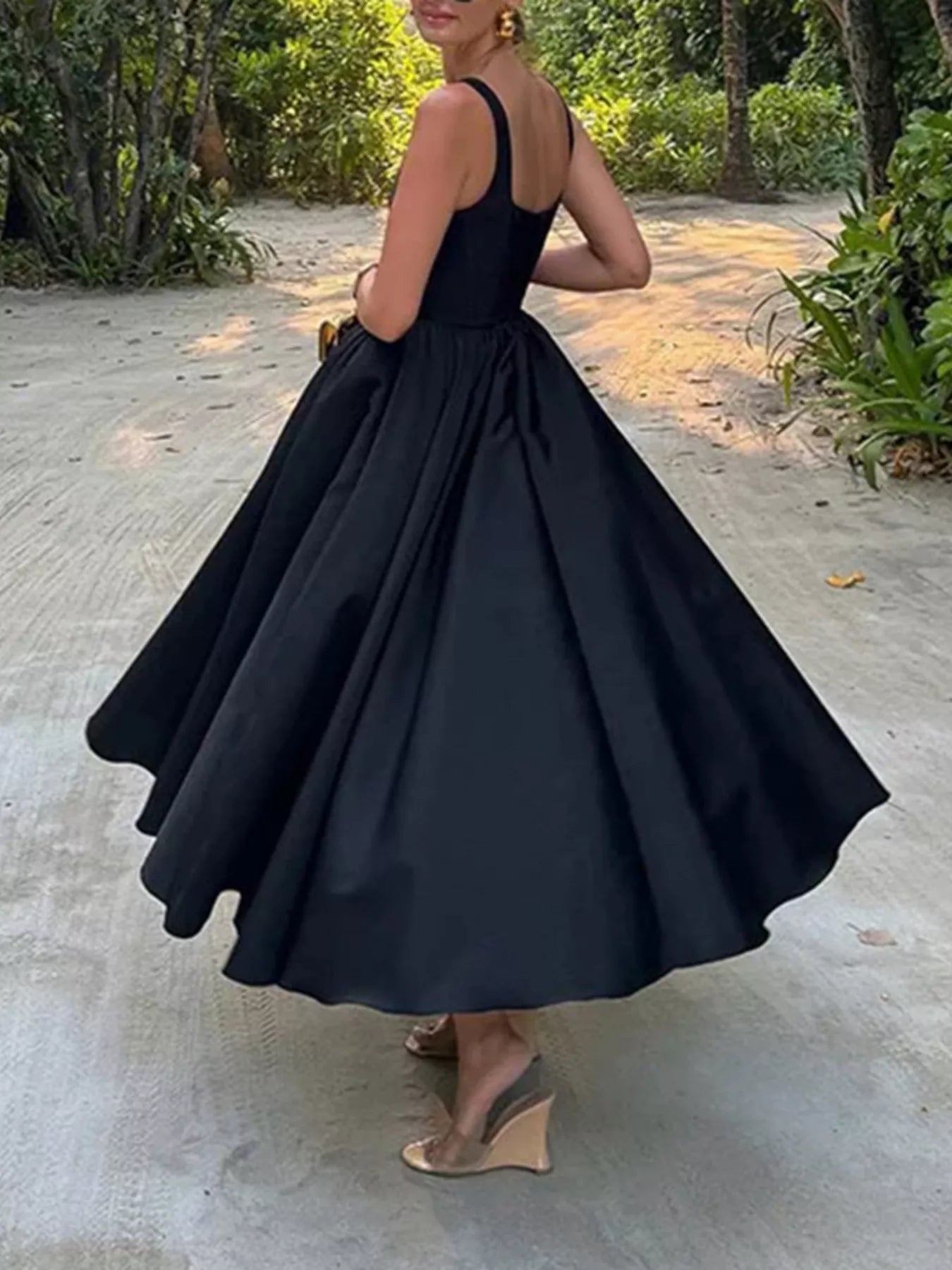 Square Neck A Line Midi Dress - Be Bliss Boutique