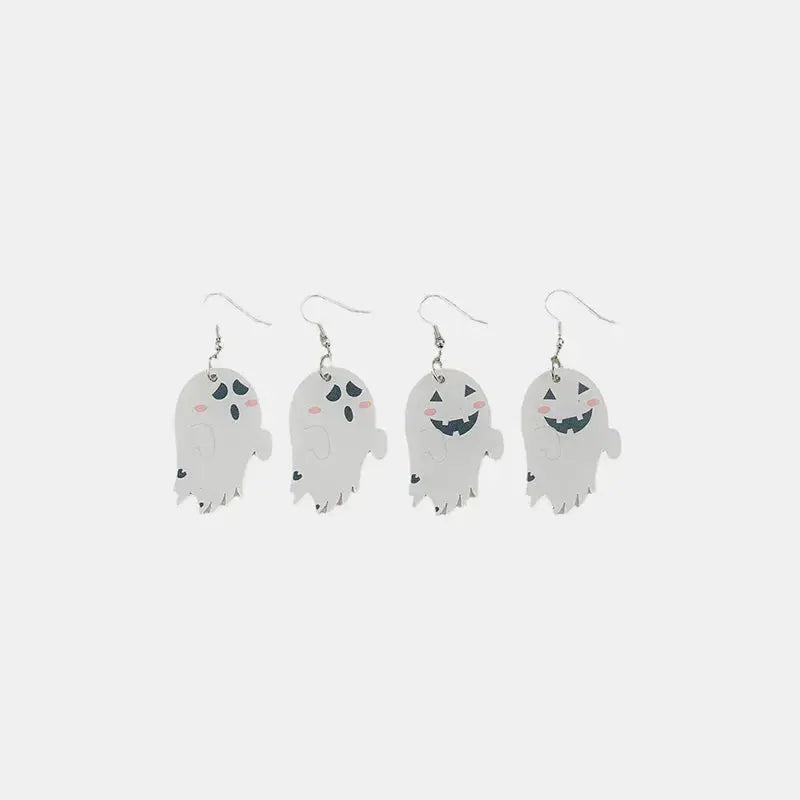 2 Piece Alloy Acrylic Halloween Ghost Dangle Earrings - Be Bliss Boutique