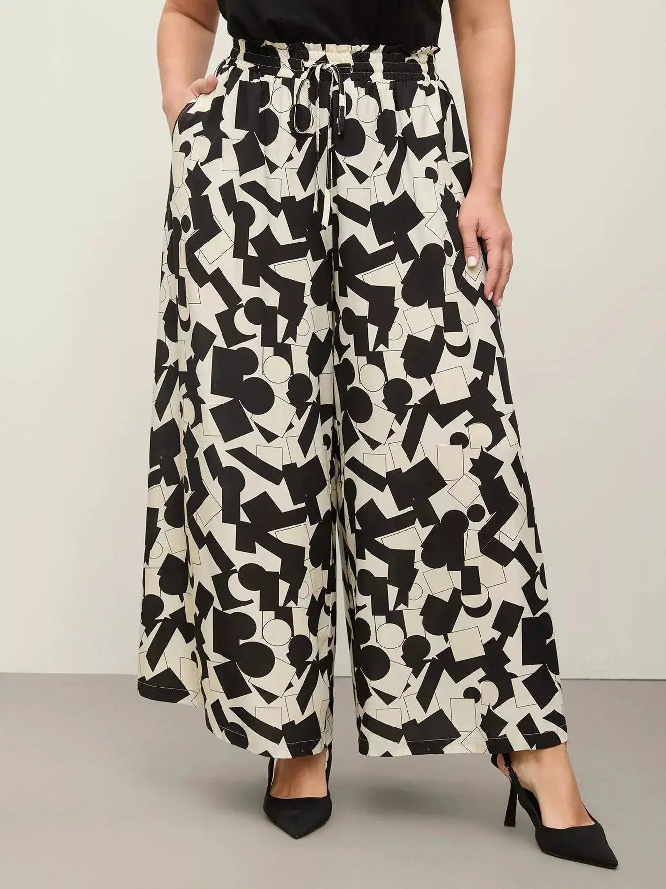 Plus Size Abstract Wide Leg Pants - Be Bliss Boutique