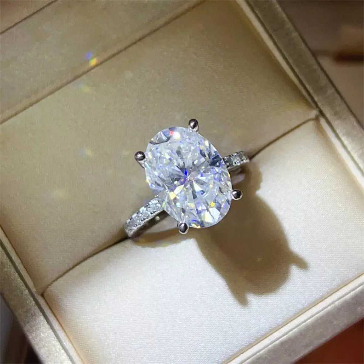 925 Sterling Silver Oval Cut 8 Carat Moissanite Ring - Be Bliss Boutique