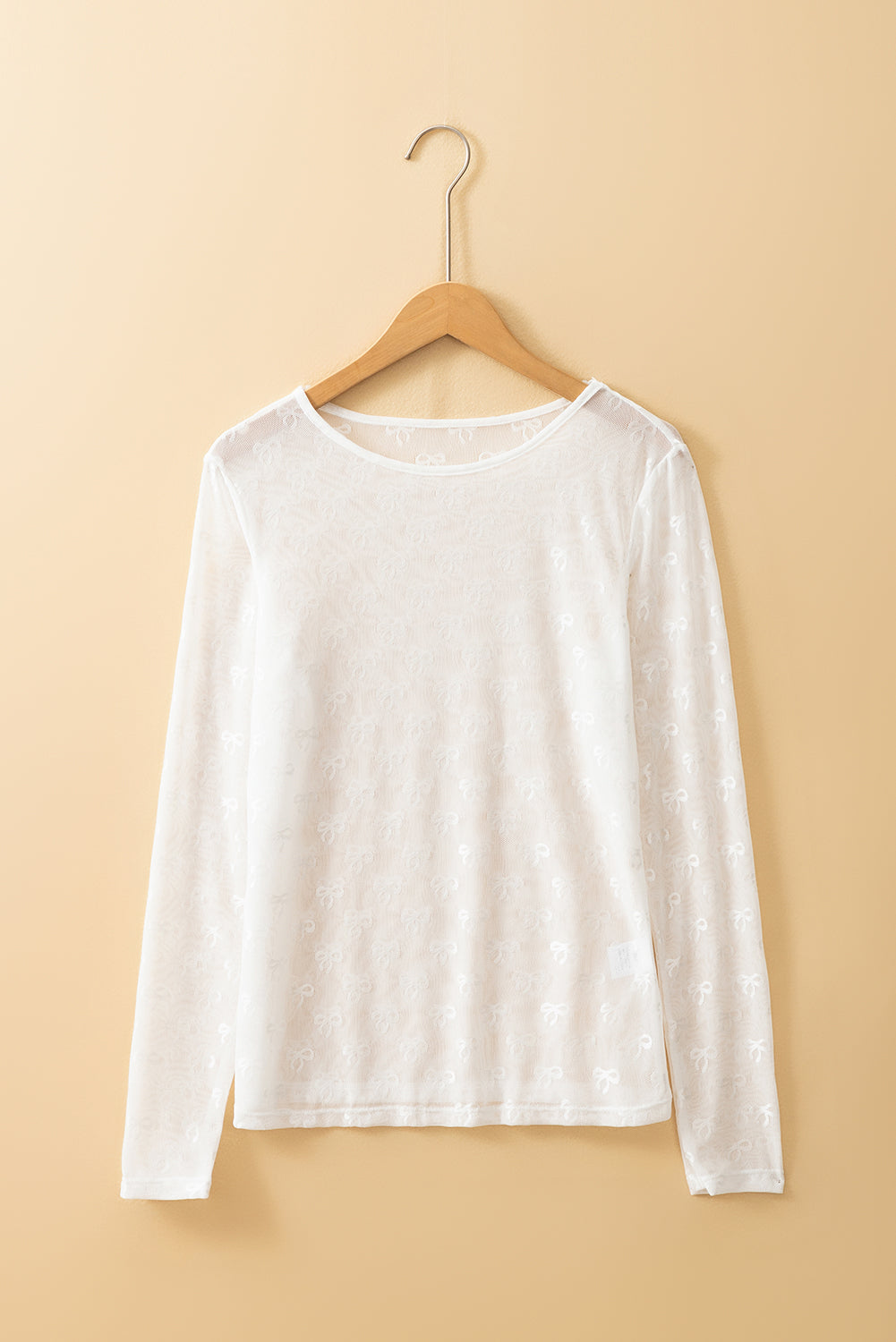 Black Bow Pattern Mesh Long Sleeve Top - Be Bliss Boutique