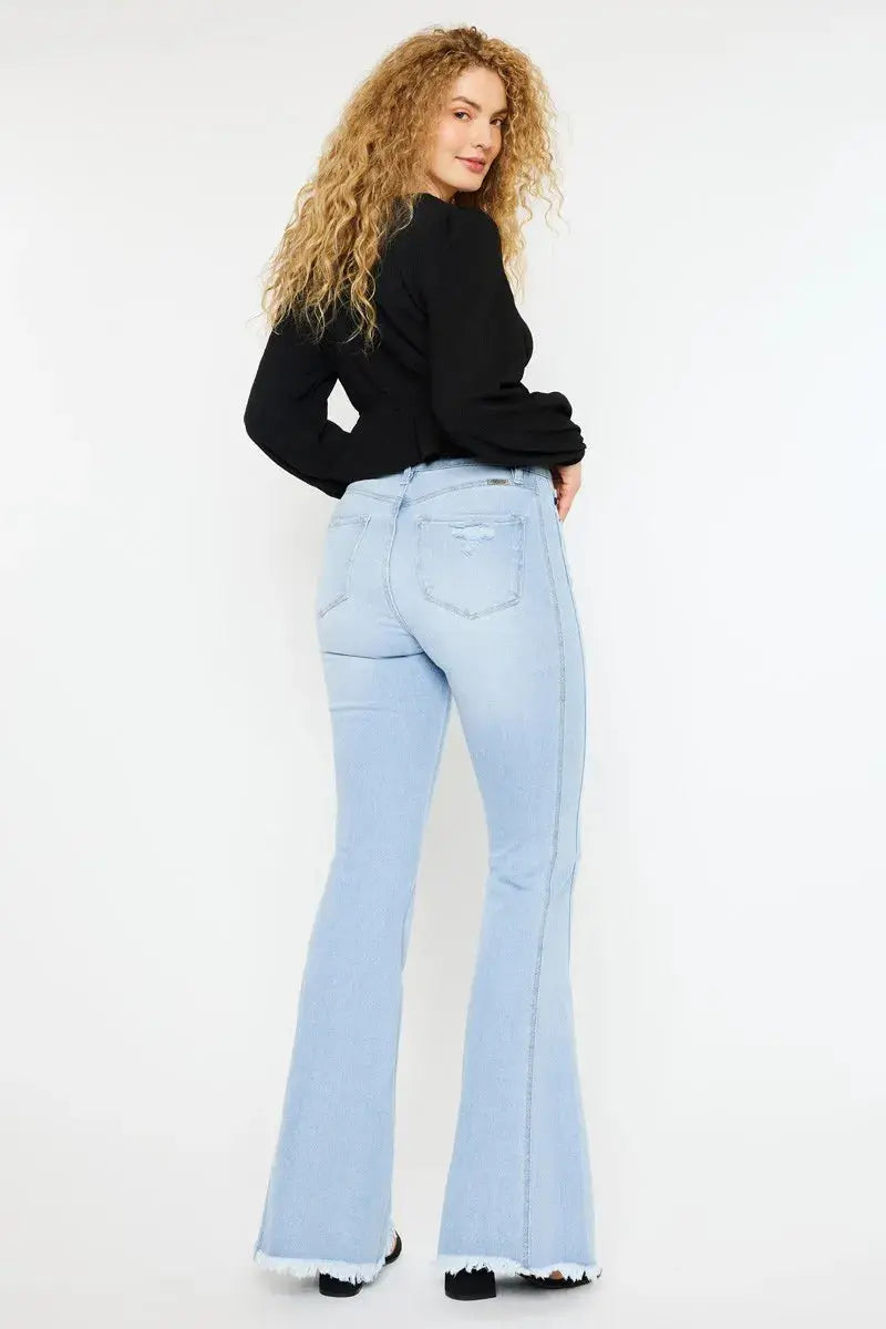 Curvy Kancan High Rise Flare Jeans - Light Wash - Be Bliss Boutique