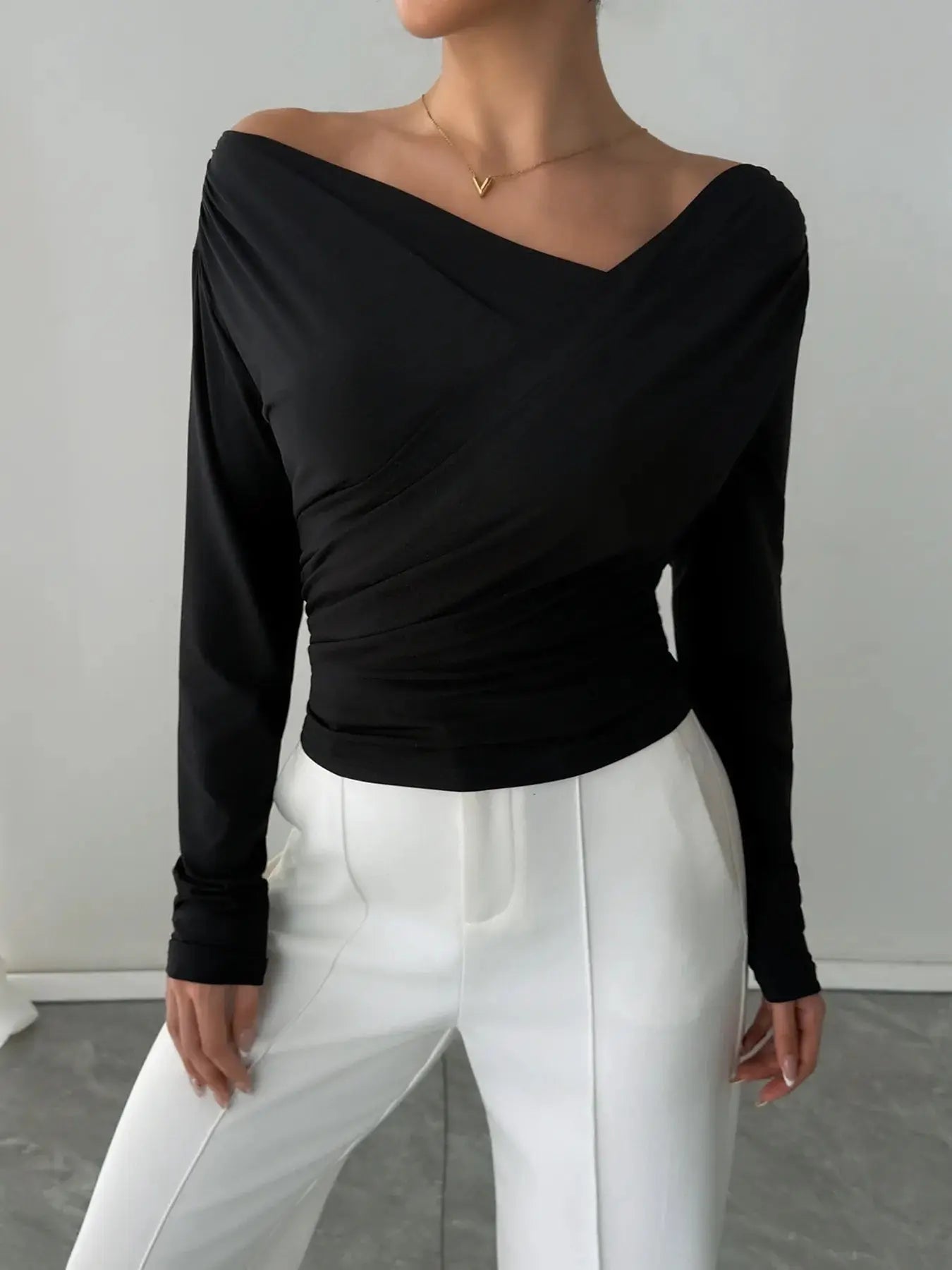 Long Sleeve Asymmetrical Blouse - Be Bliss Boutique