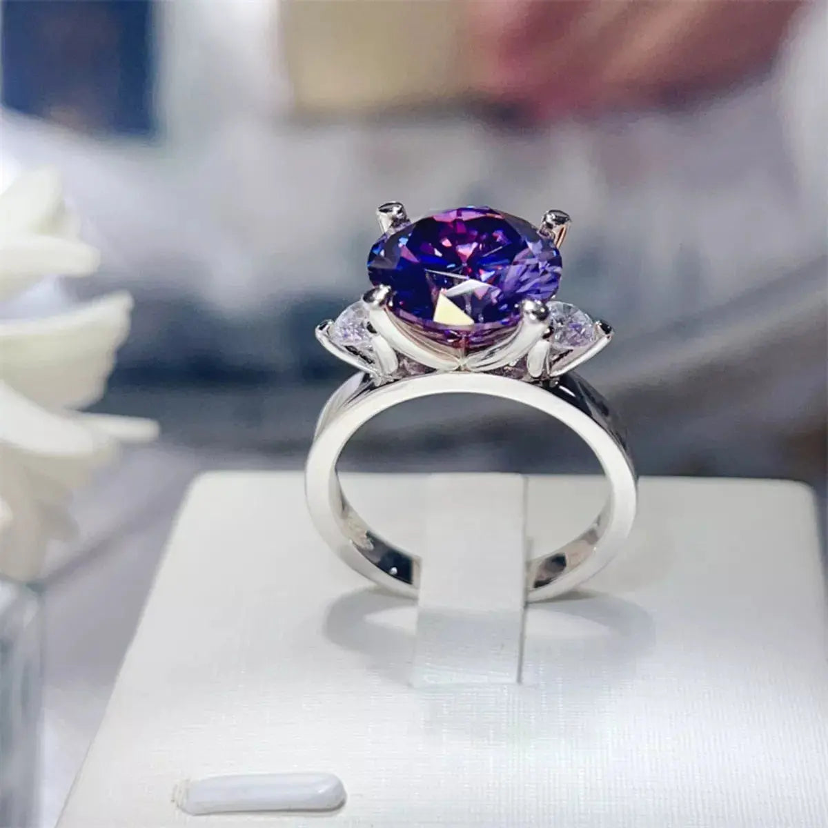 925 Sterling Silver Purple 5 Carat Moissanite Ring - Be Bliss Boutique