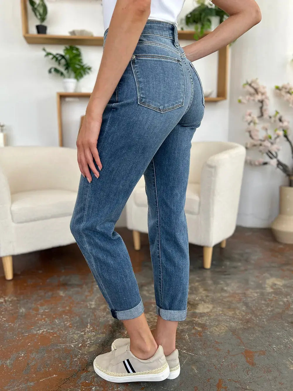 Full Size/Plus Size Cuffed Hem Slim Judy Blue Jeans - Be Bliss Boutique