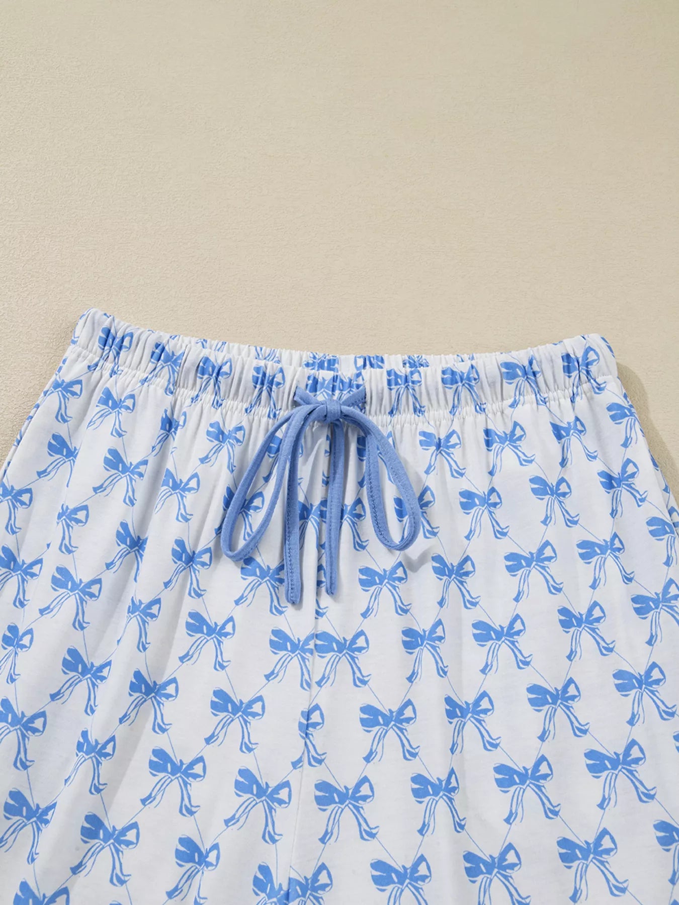 Bow Print Long Sleeve Shirt and Pants Pajama Set - Be Bliss Boutique