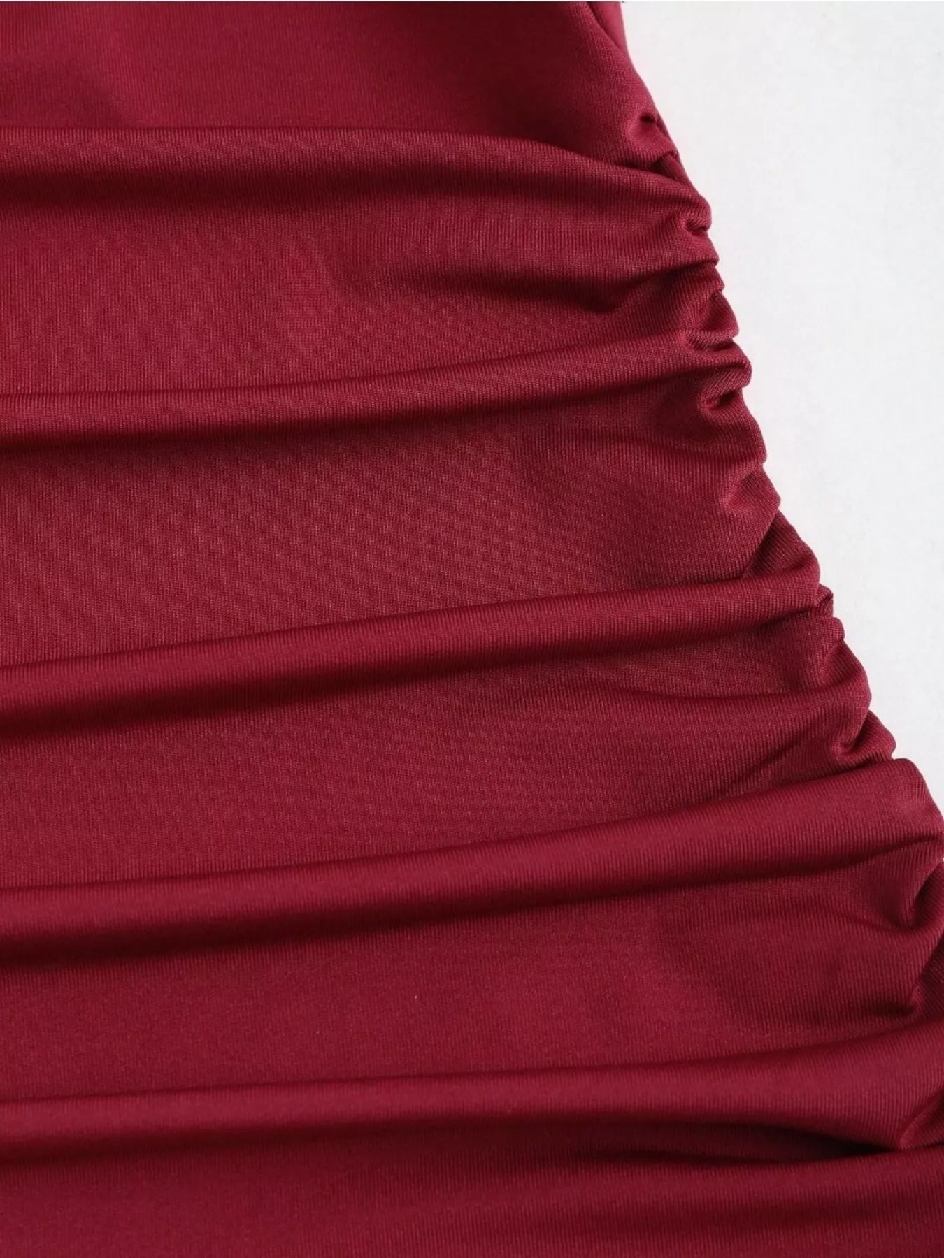 Lace Trim Ruched Mermaid Dress - Be Bliss Boutique