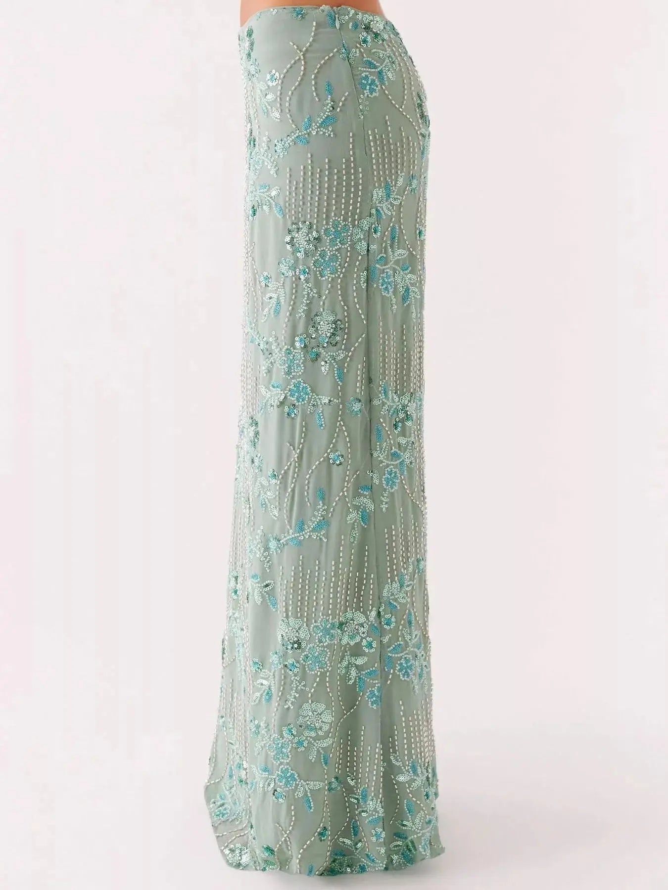 Embroidered Sequin Maxi Skirt - Be Bliss Boutique