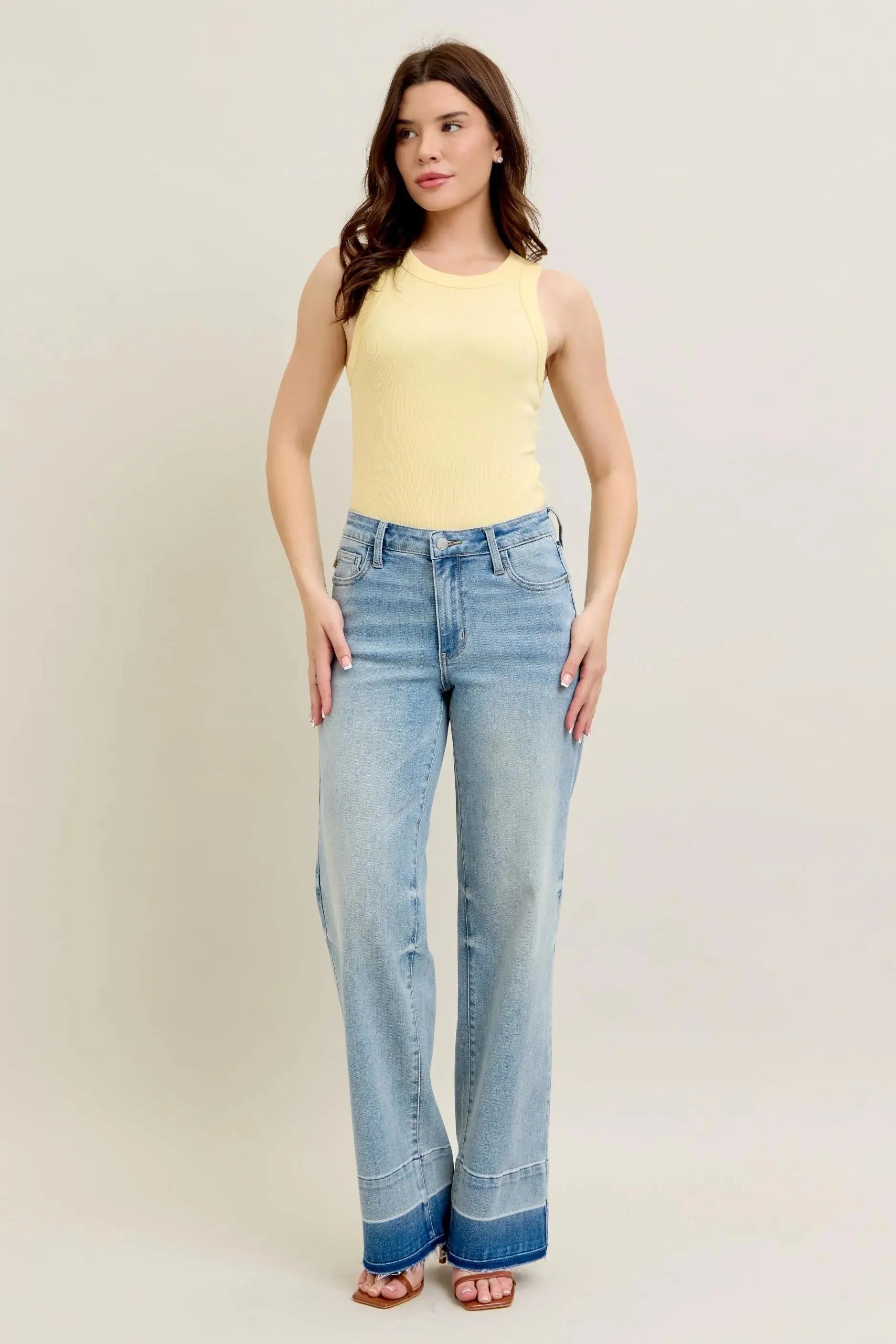 Judy Blue Jeans - Plus Size Mr Release Hem Wide Leg - Be Bliss Boutique
