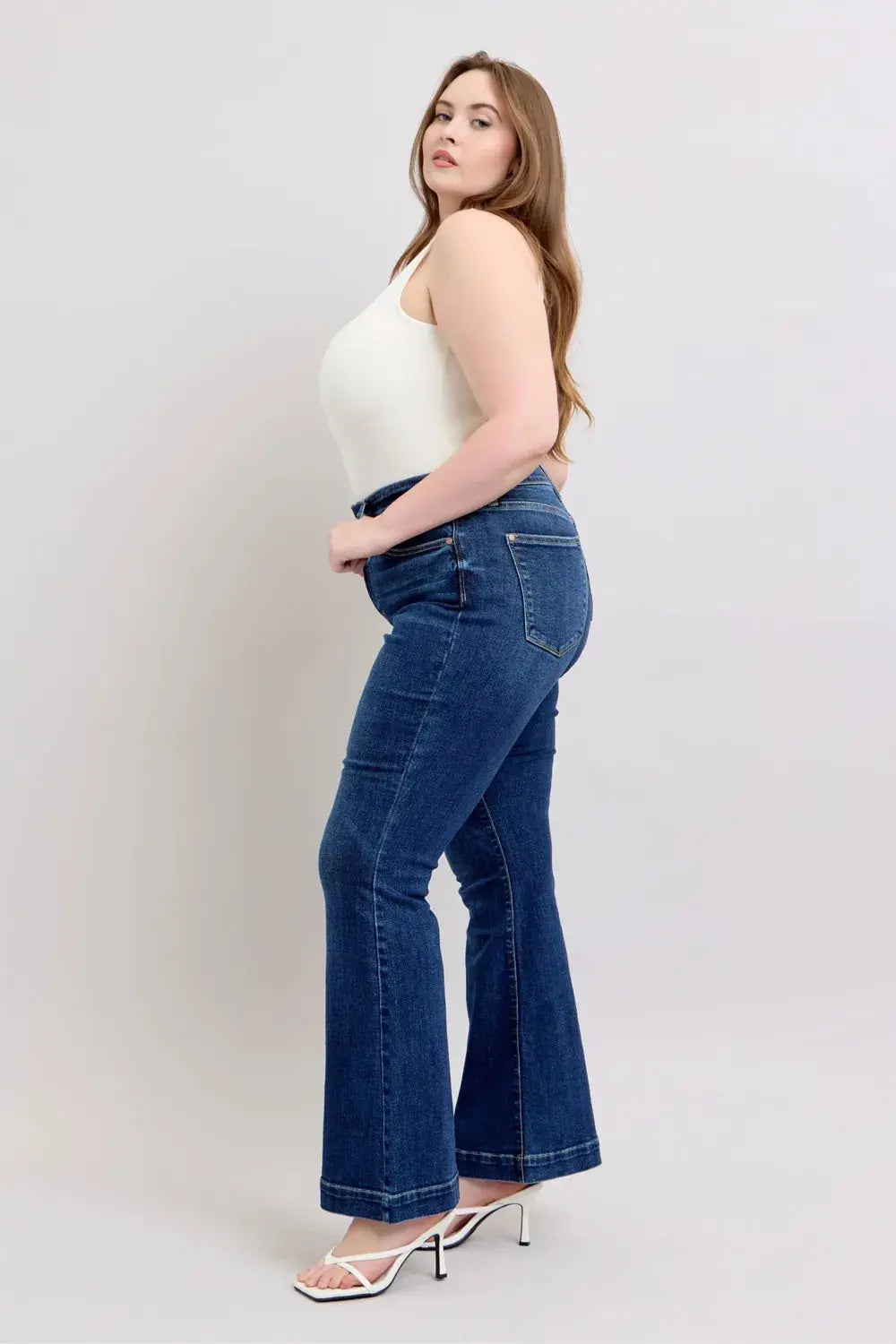 Full Size High Rise Flare Judy Blue Jeans with Pockets - Be Bliss Boutique