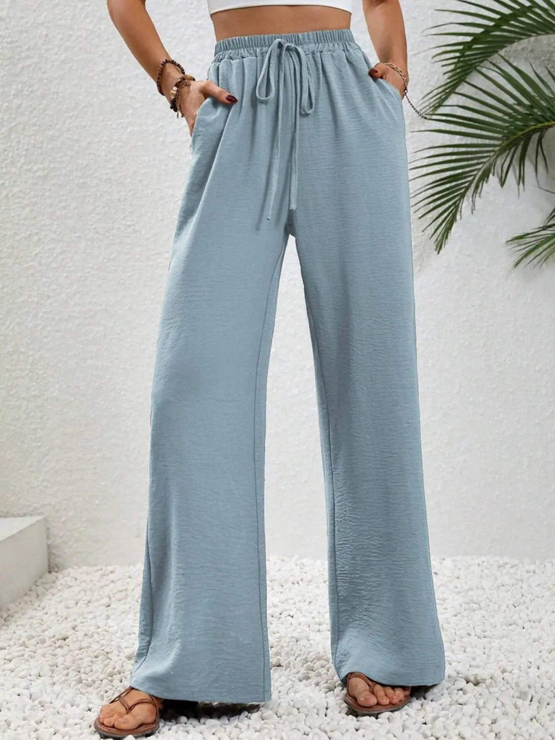 Wide Leg Drawstring Pants - Be Bliss Boutique