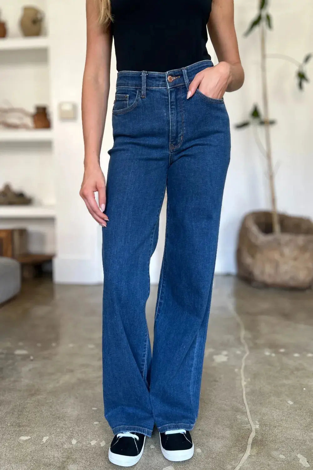Full Size High Rise Straight Leg Judy Blue Jeans - Be Bliss Boutique