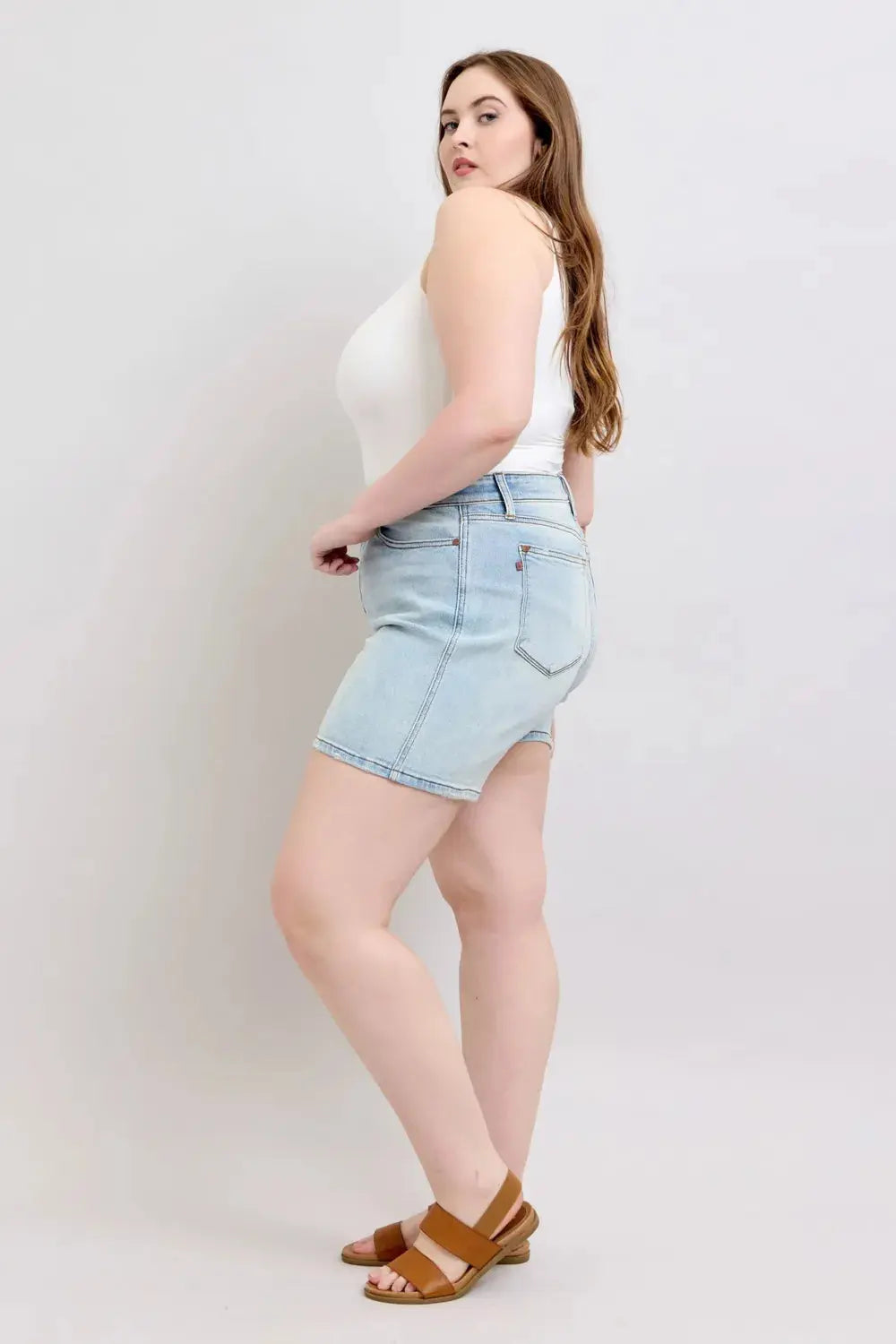 Judy Blue Jeans Plus Size 2 Button Denim Shorts with Pockets - Be Bliss Boutique
