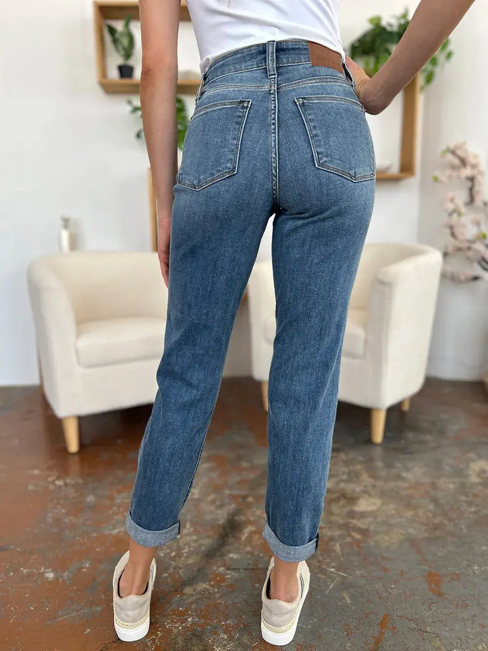 Full Size/Plus Size Cuffed Hem Slim Judy Blue Jeans - Be Bliss Boutique